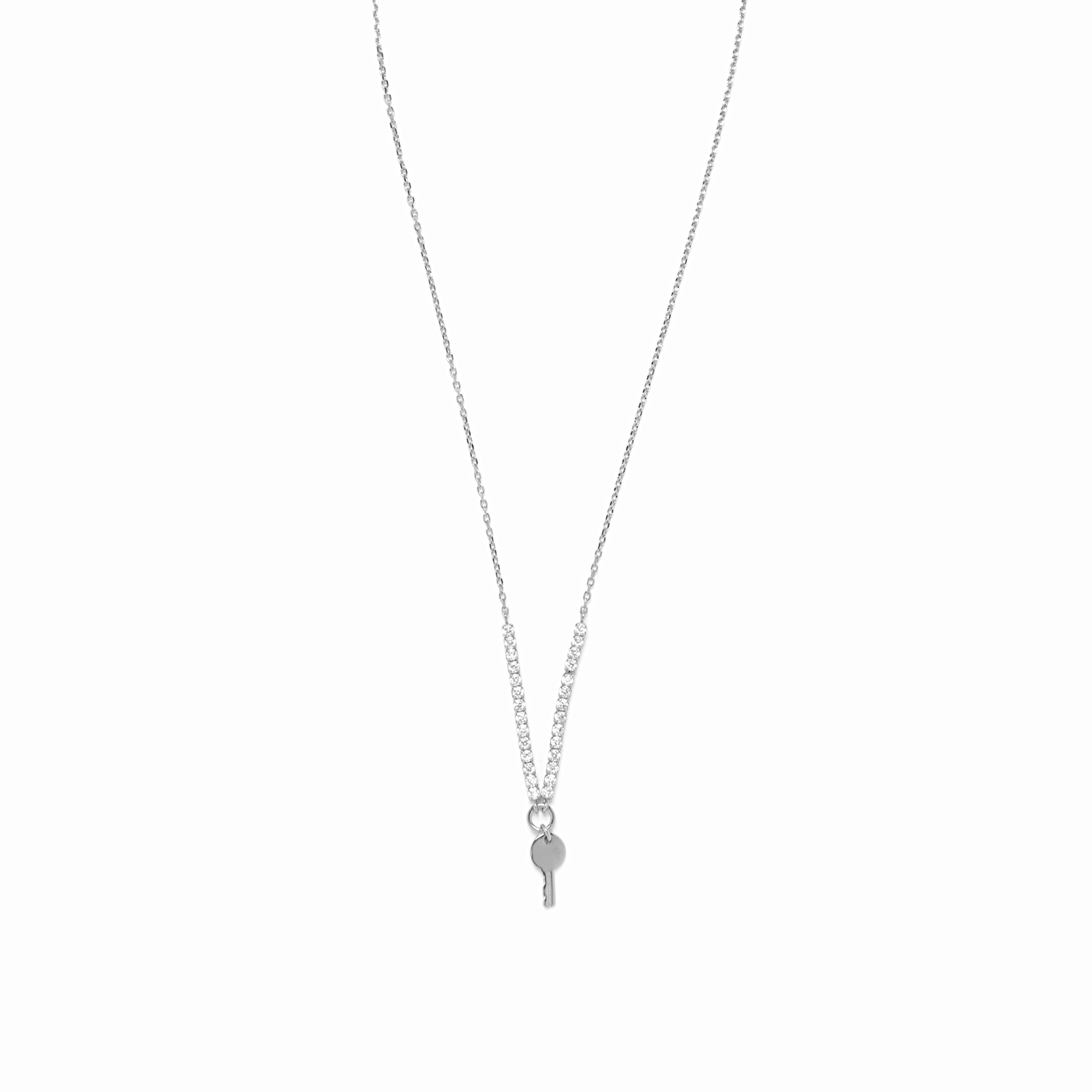 Collier en argent sterling 925 avec zircon brillant finition rhodiée - Talya