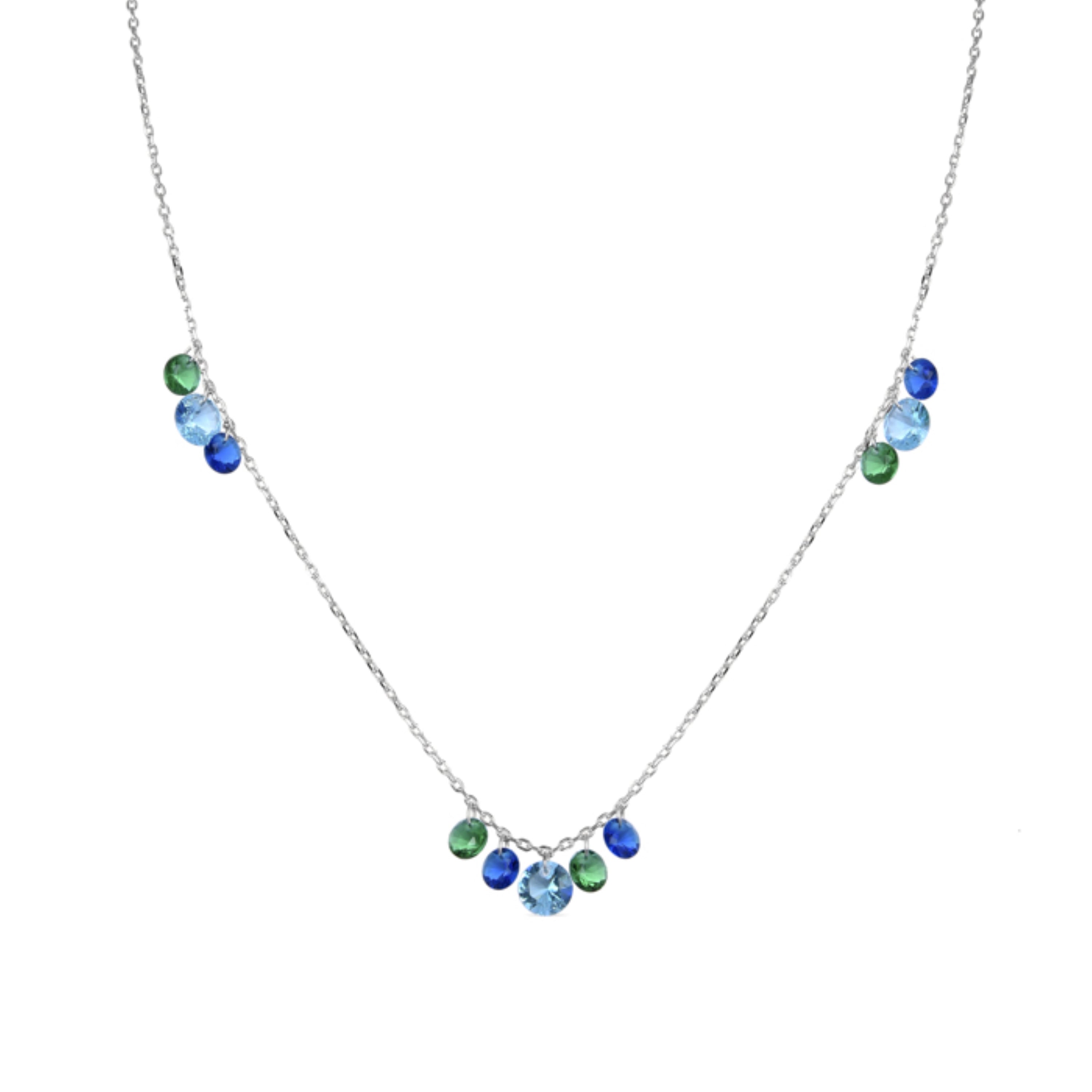 Collier en argent sterling 925 avec zircon multicolore finition rhodiée - Onxo