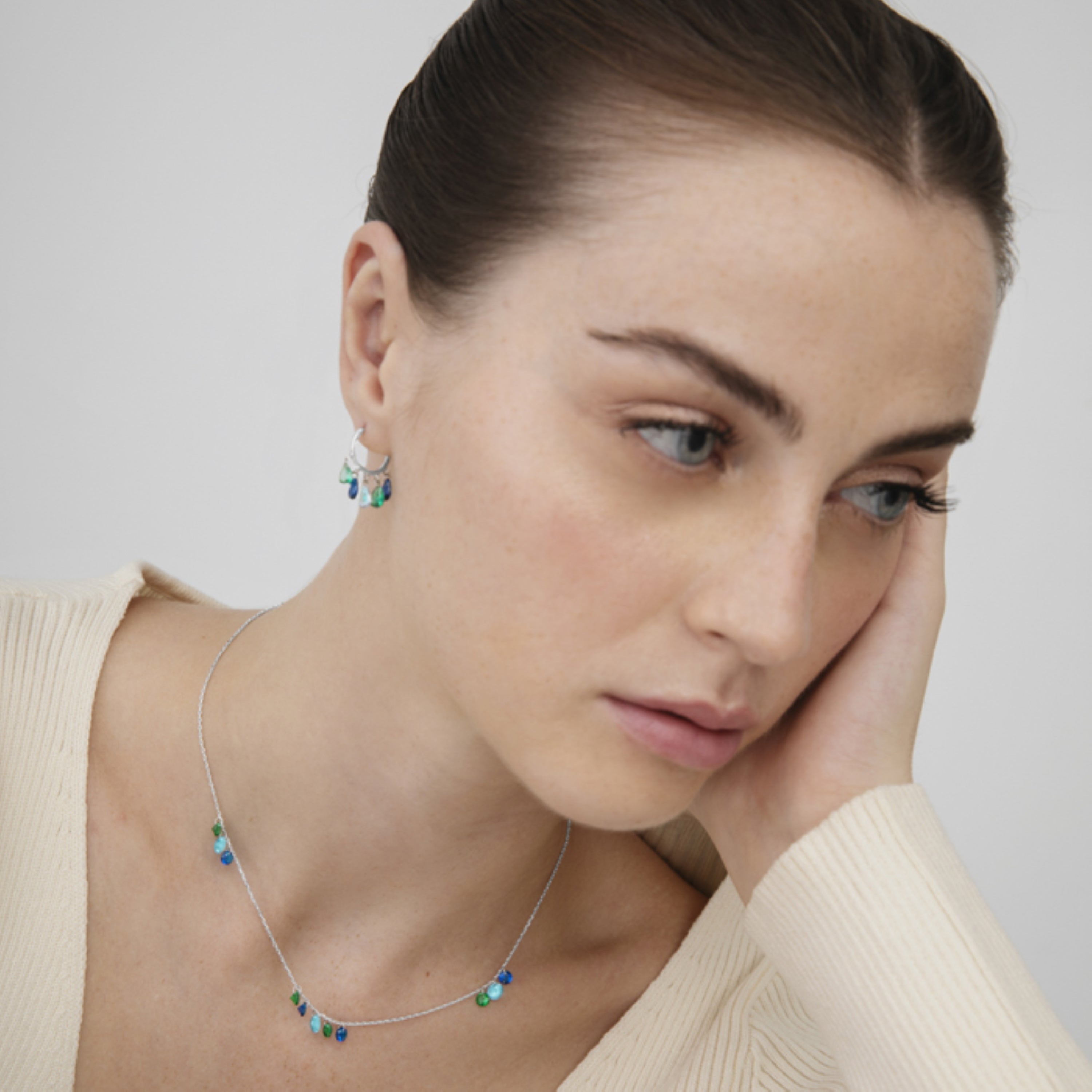 Collier en argent sterling 925 avec zircon multicolore finition rhodiée - Onxo