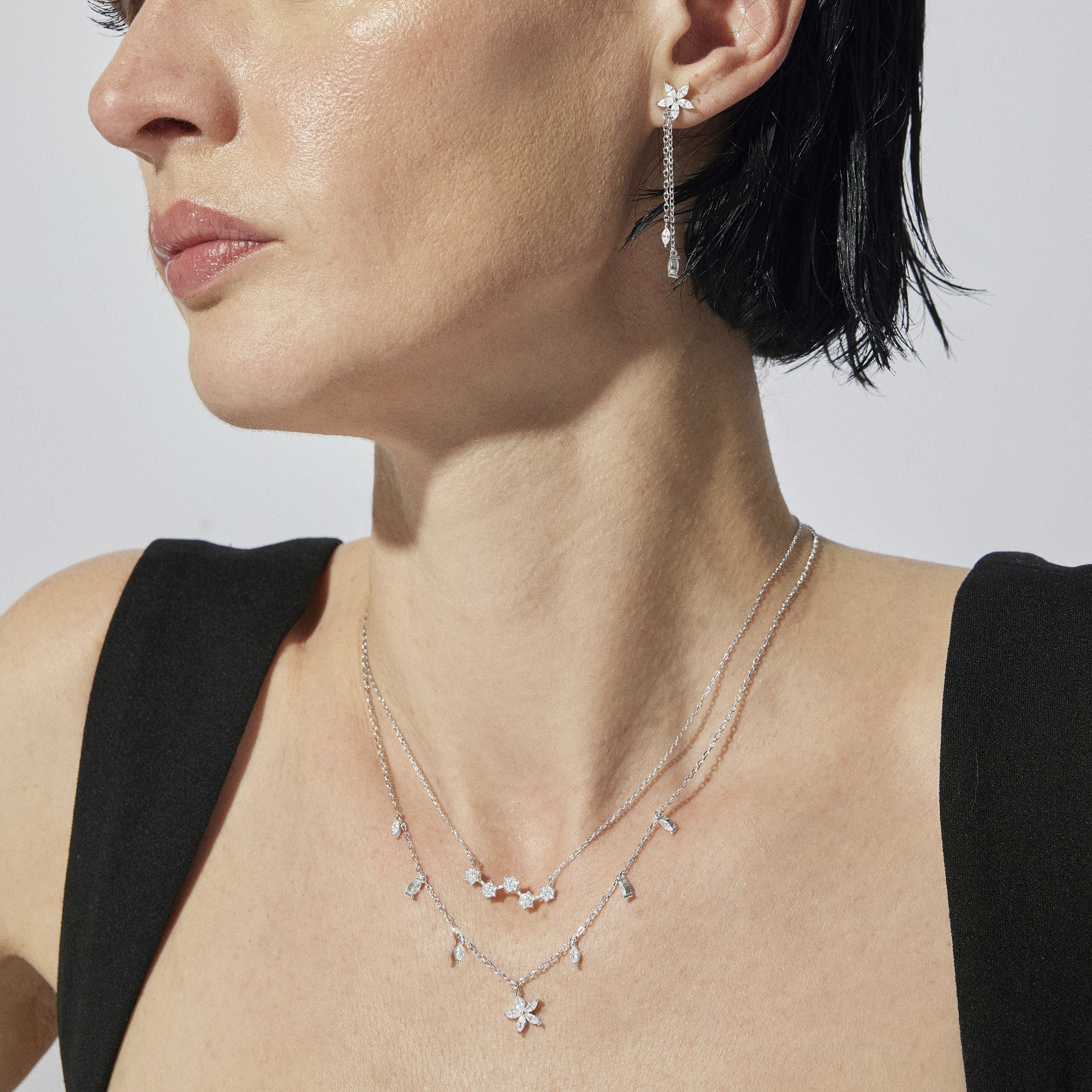 Collar de Plata de Ley 925 con Circonita Brillante acabado en rodio - Rani