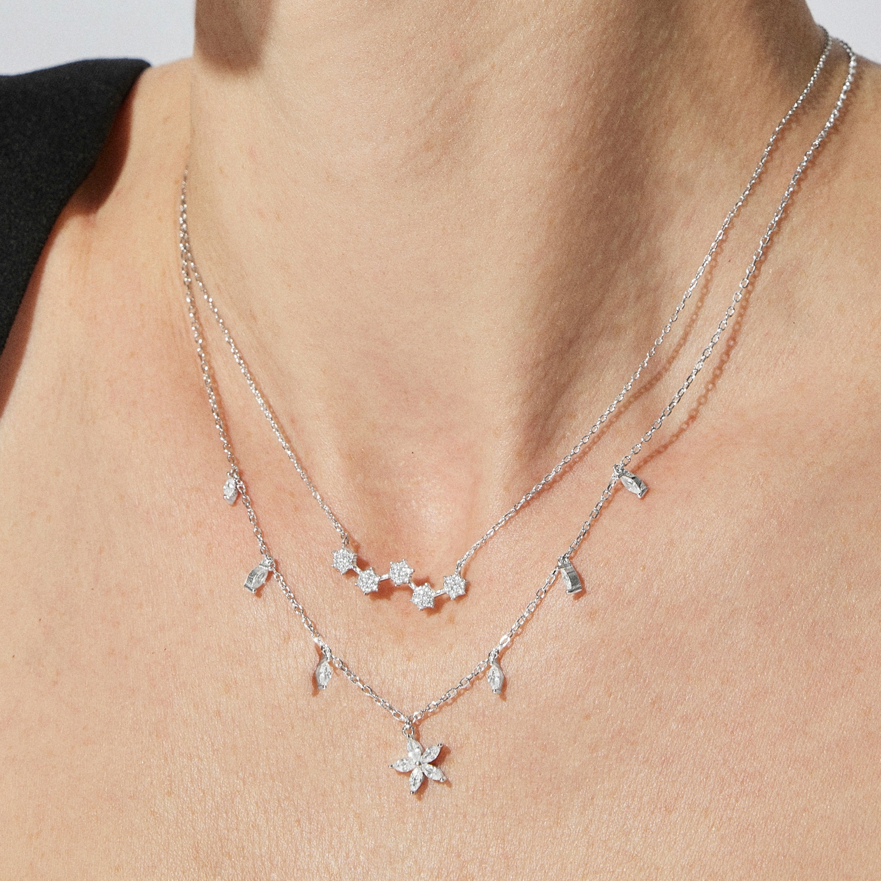Collar de Plata de Ley 925 con Circonita Brillante acabado en rodio - Rani