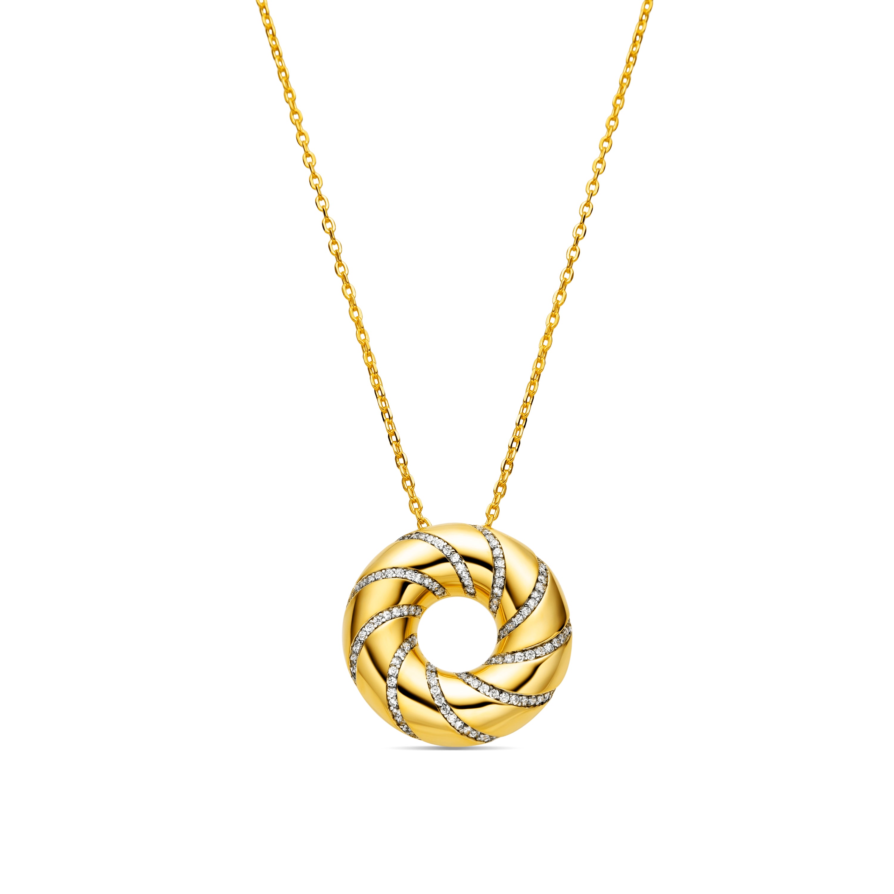 Colar de Prata de Lei 925 e Zircónia Brilhante acabamento ouro 18k - Vikai