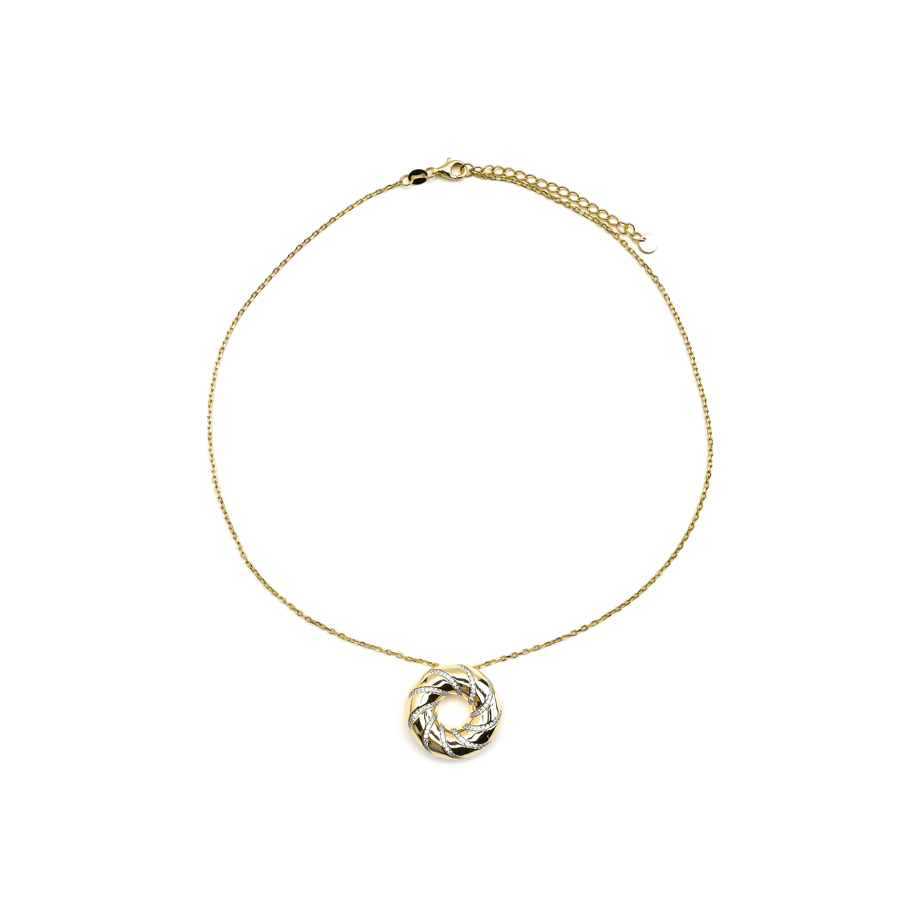 Colar de Prata de Lei 925 e Zircónia Brilhante acabamento ouro 18k - Vikai
