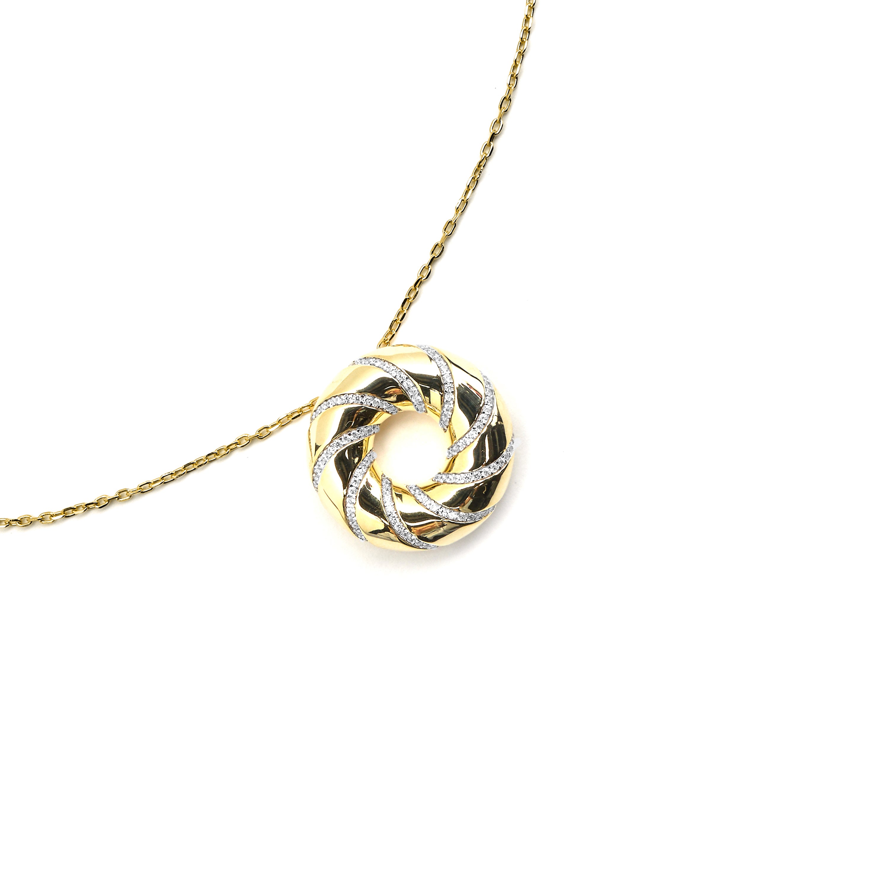 Colar de Prata de Lei 925 e Zircónia Brilhante acabamento ouro 18k - Vikai