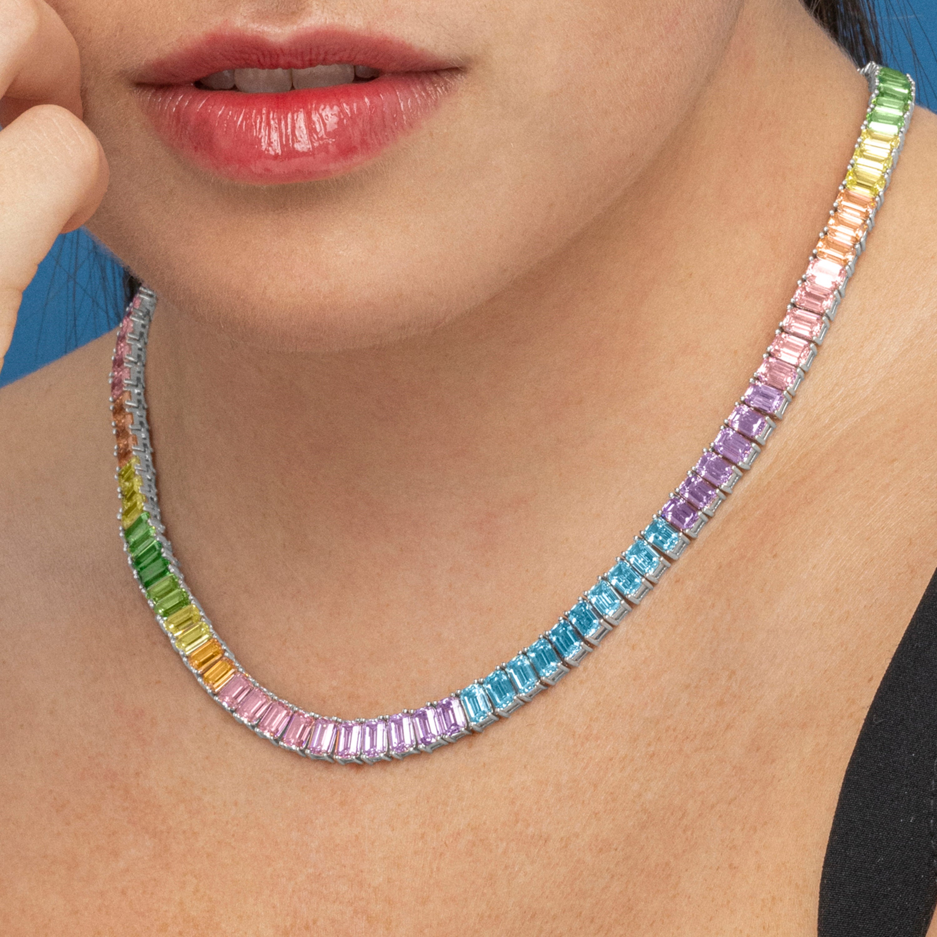 Collar de Plata de Ley 925 y Circonita Multicolor acabado en rodio - Syruo
