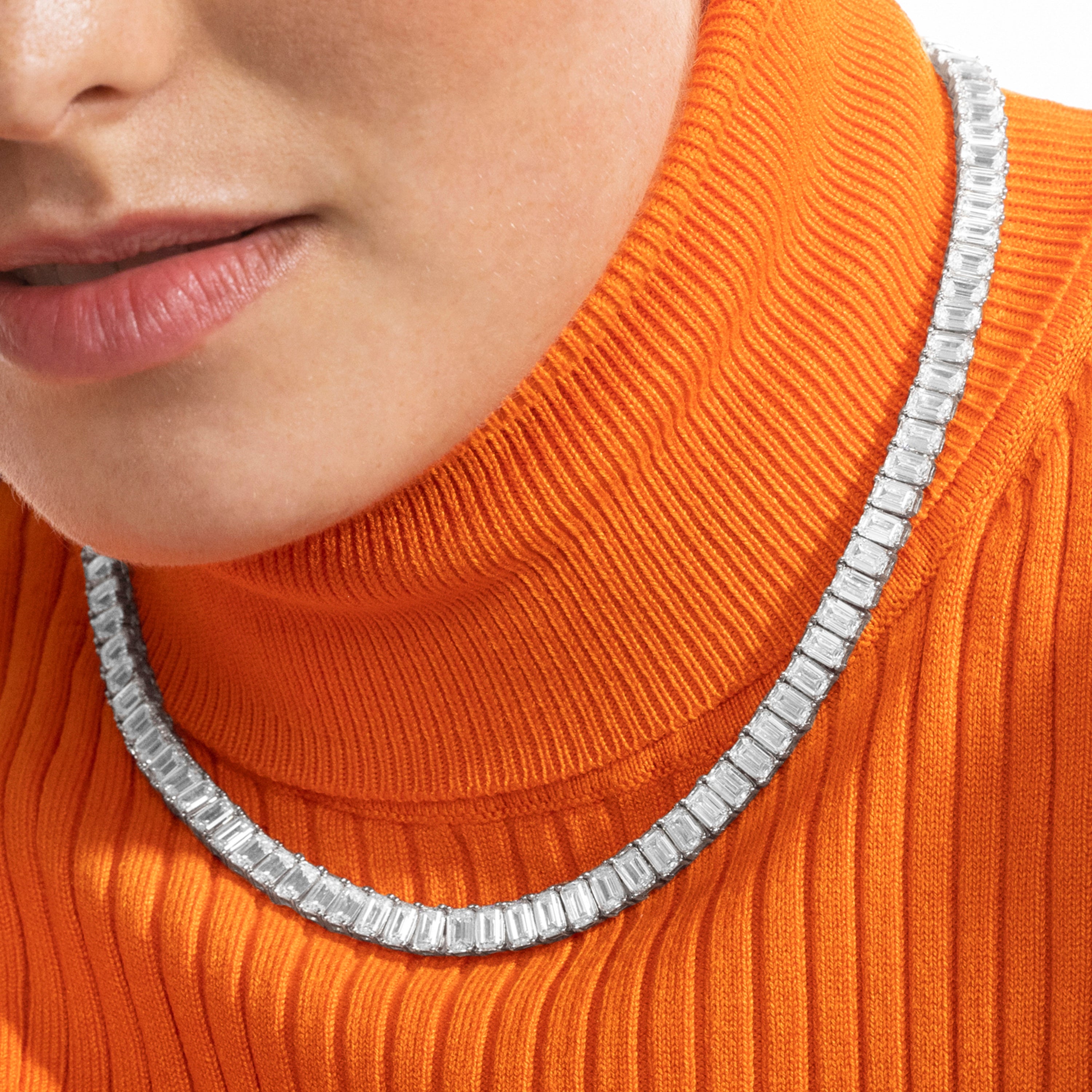Collar de Plata de Ley 925 y Circonita Brillante acabado en rodio - Kru