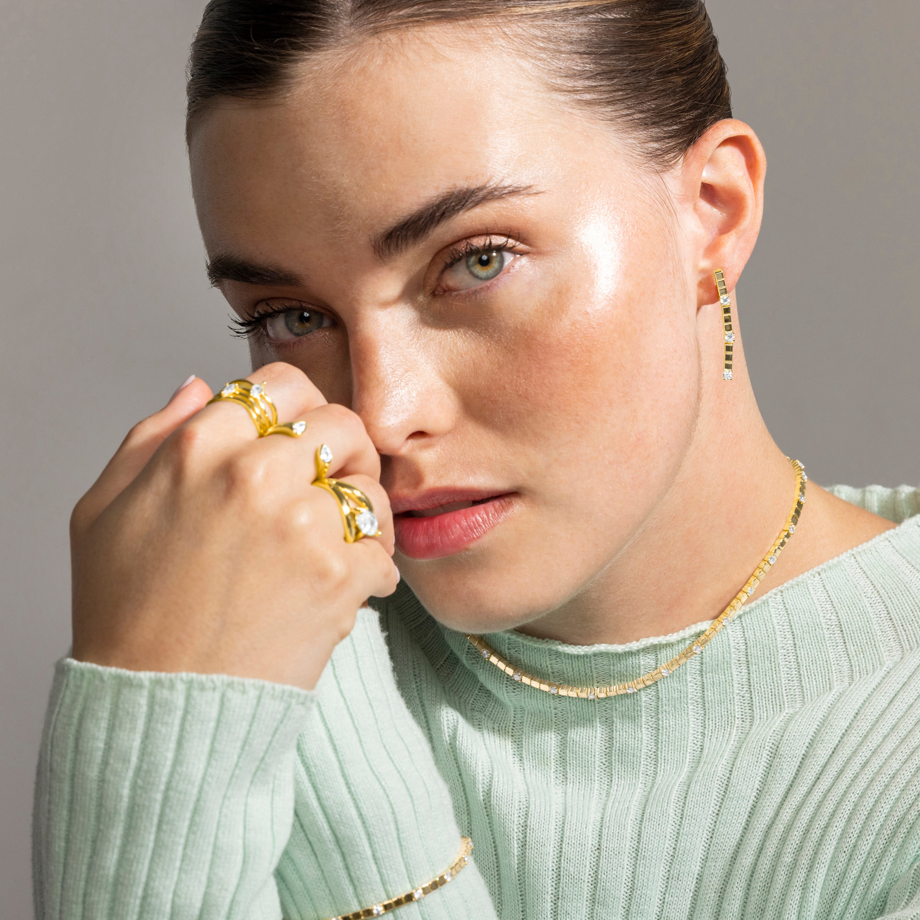 Collier en argent sterling 925 et zircon brillant finition or 18k - Dorane