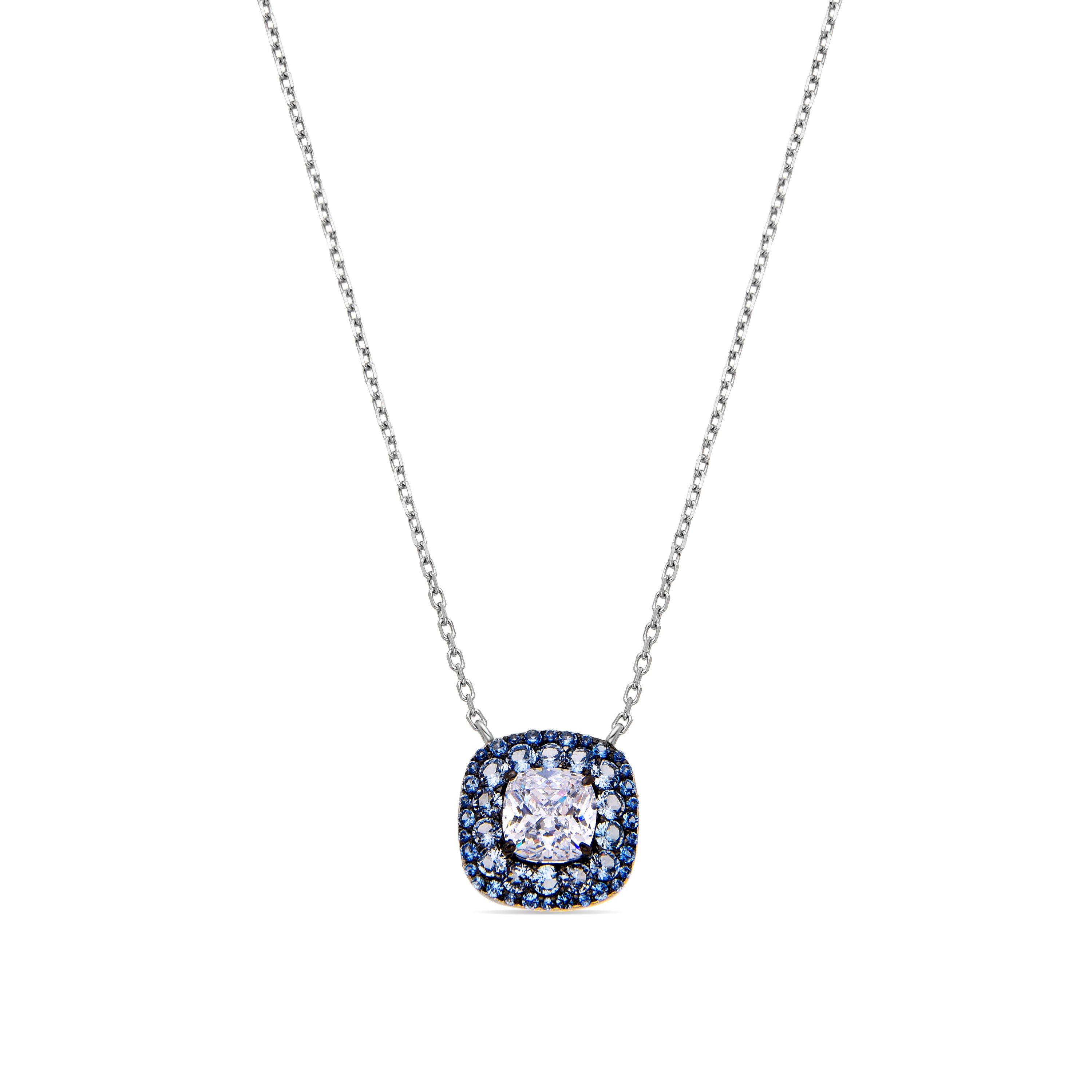 Collier Argent 925 et Topaze Bleue Zircone finition rhodiée - Salug