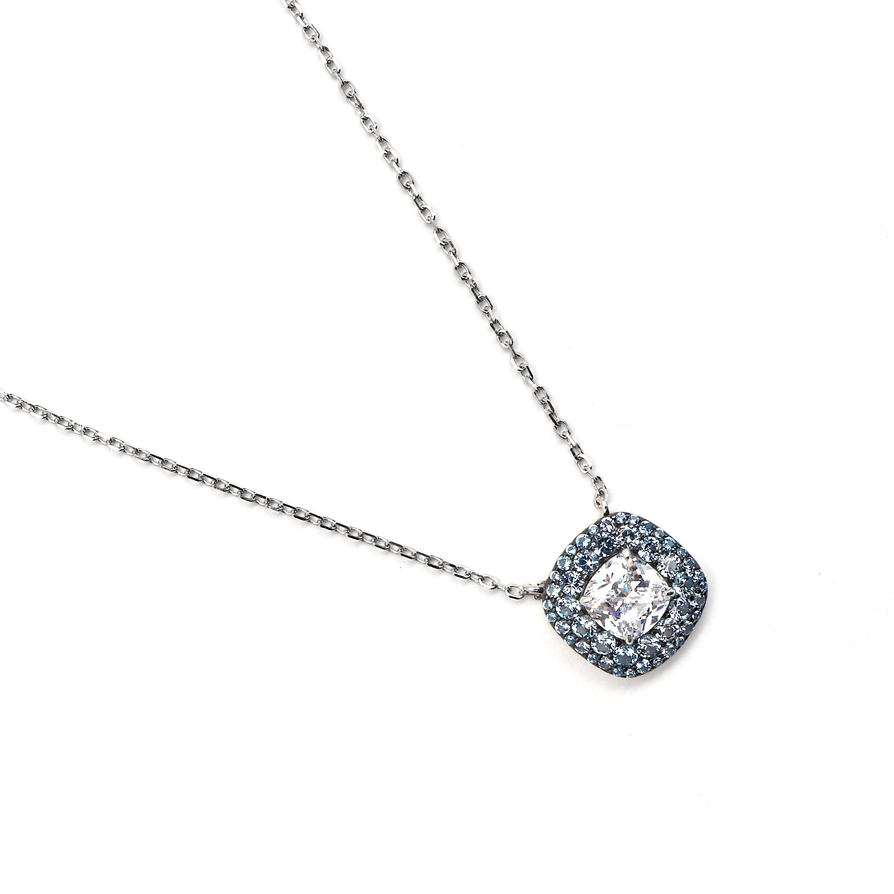 Collar de Plata de Ley 925 y Circonita Topacio Azul acabado en rodio - Salug
