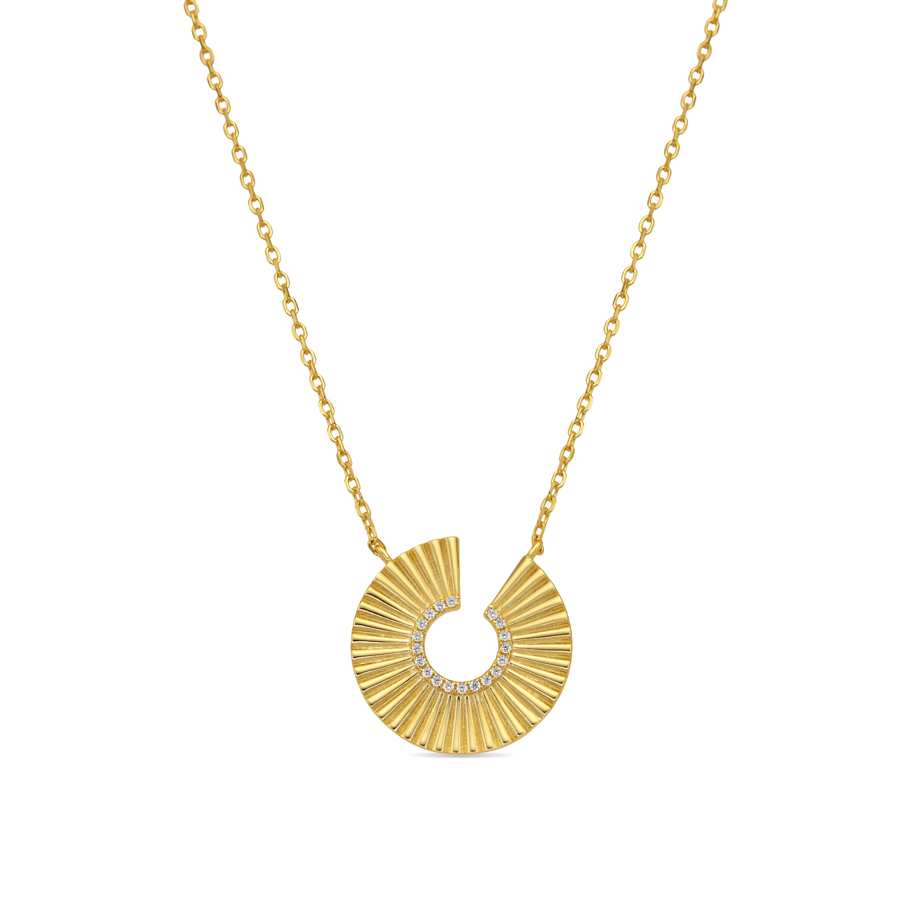 Collana in Argento Sterling 925 e Zirconia Brillante con finitura in oro giallo 18k - Dragi