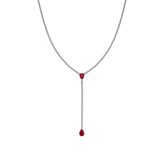 925 Sterling Silver Necklace with Hydrothermal Cherry Quartz, Rhodium Finish - Kuhao