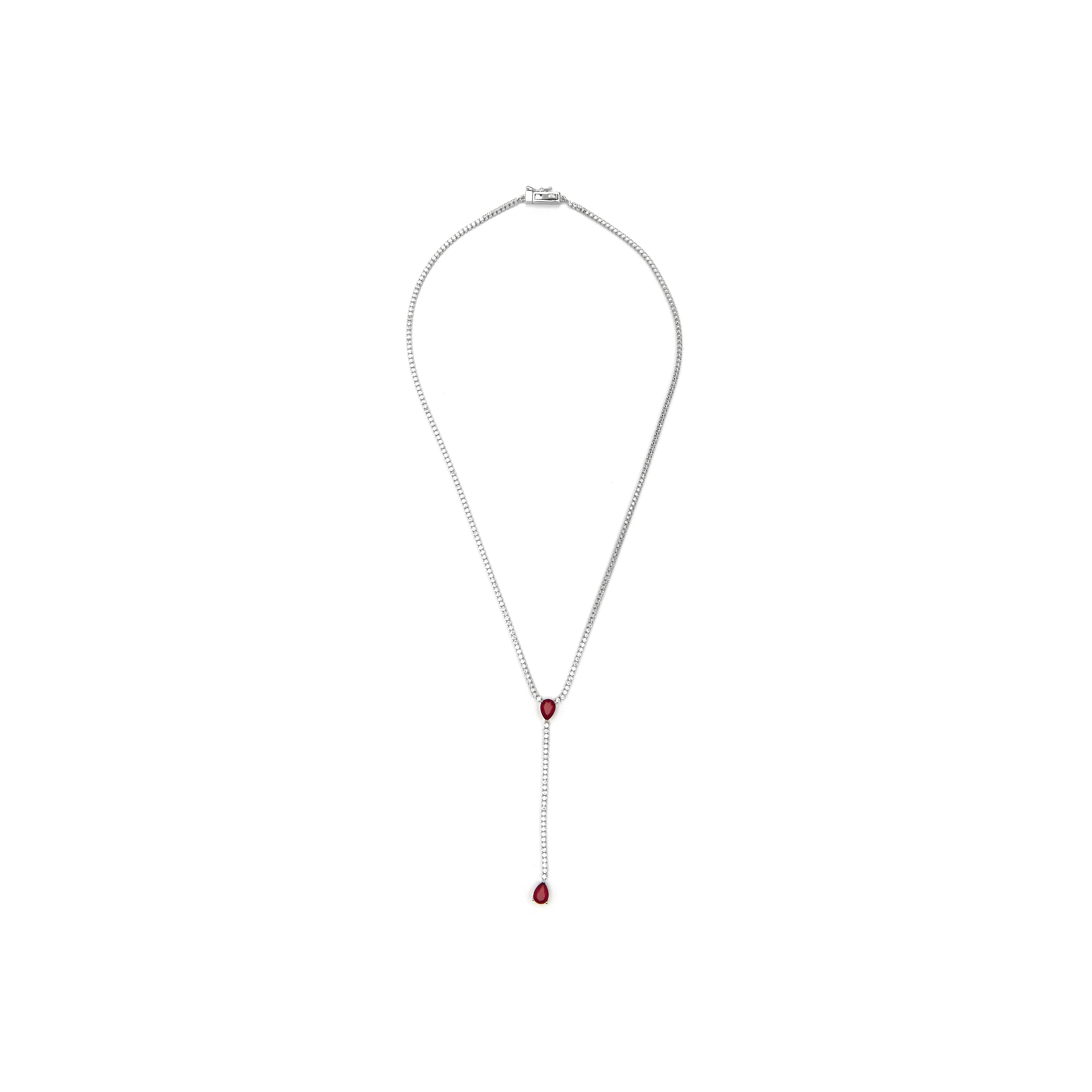 Collar de Plata de Ley 925 y Cuarzo Hidrotermal Cereza acabado rodio - Kuhao