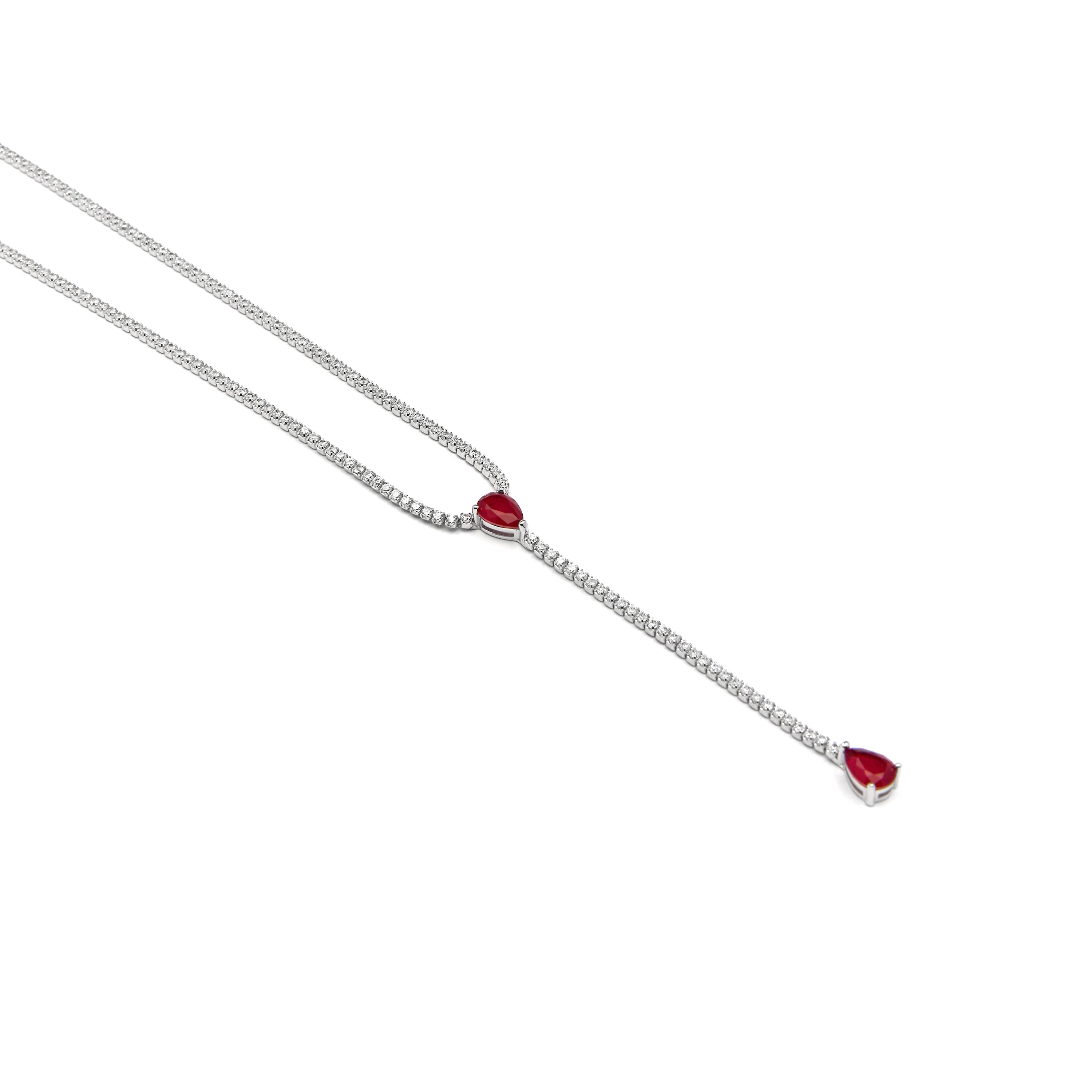Collar de Plata de Ley 925 y Cuarzo Hidrotermal Cereza acabado rodio - Kuhao