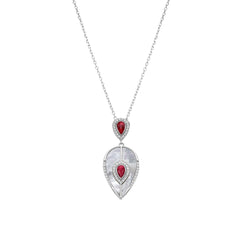 925 Sterling Silver Necklace with Hydrothermal Cherry Quartz, rhodium finish - Torwa