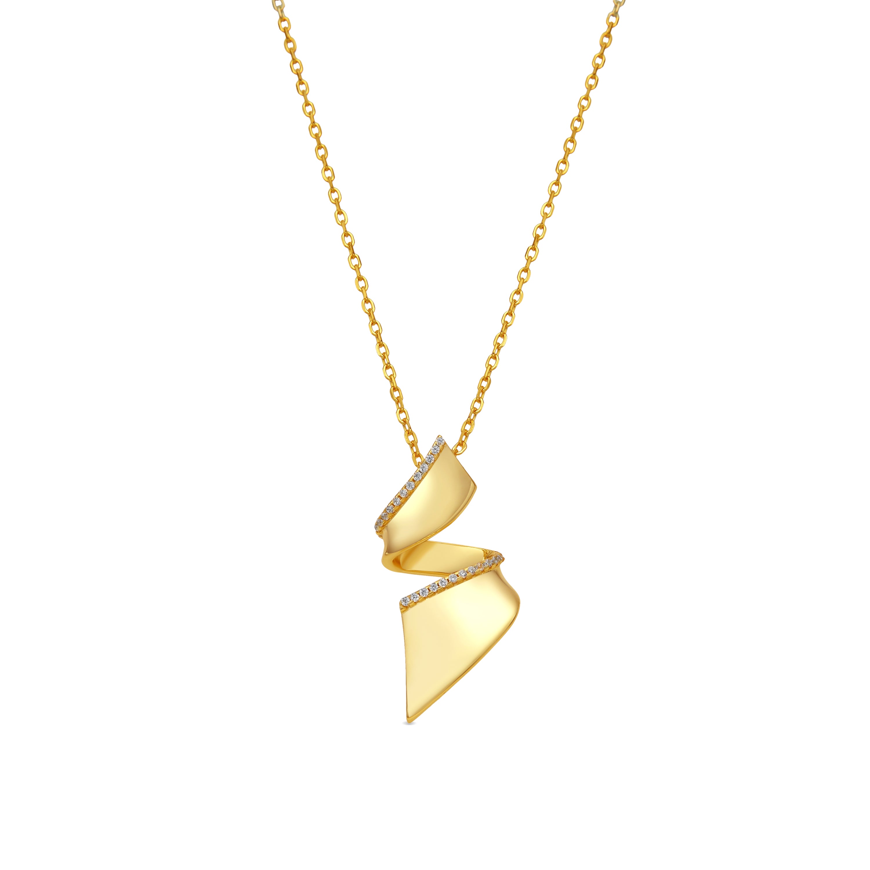 Halskette aus 925er Sterlingsilber und funkelndem Zirkonia mit 18k Gelbgold-Finish - Orba