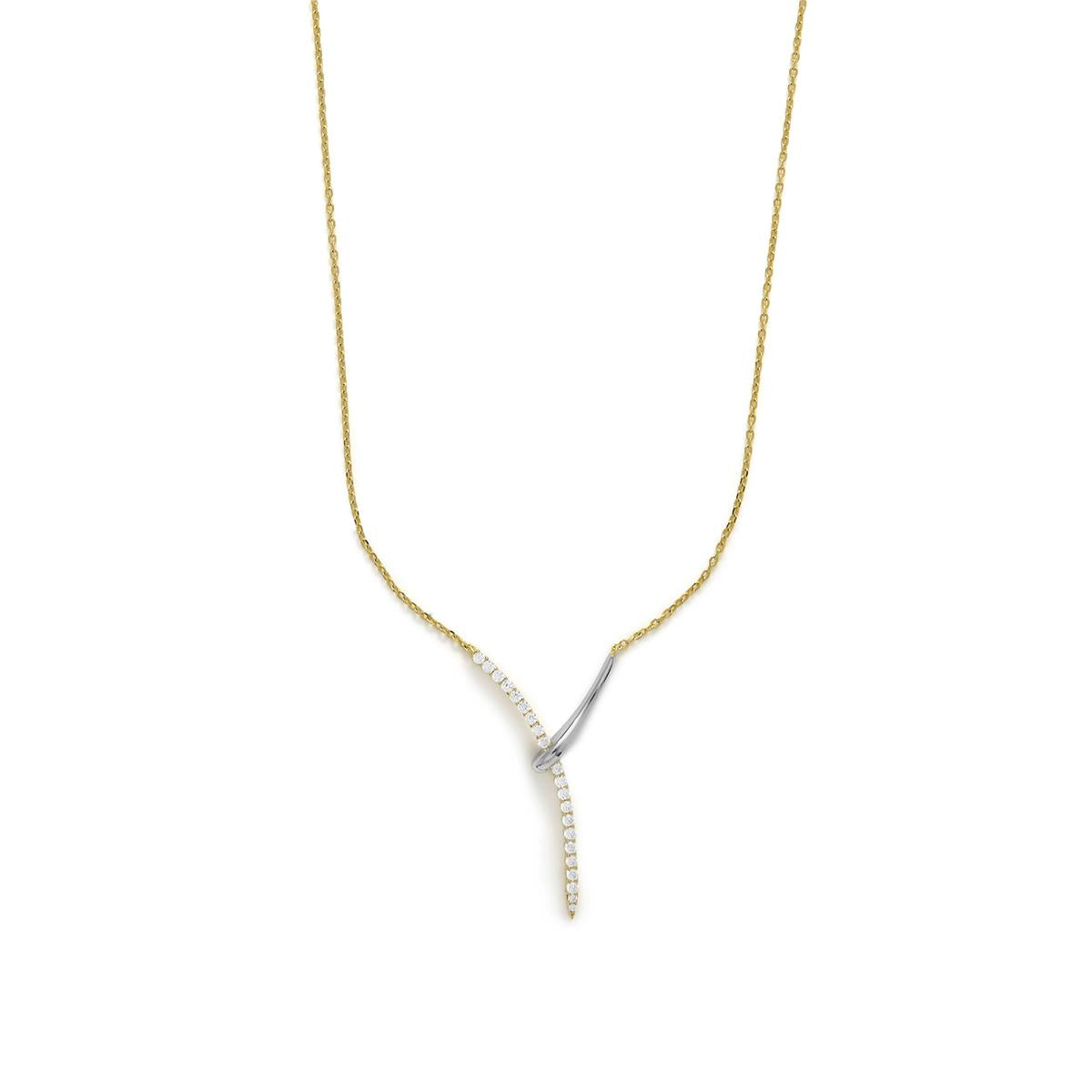 Colar de Prata de Lei 925 e Zircónia Brilhante com acabamento em ouro amarelo 18k - Kitsa