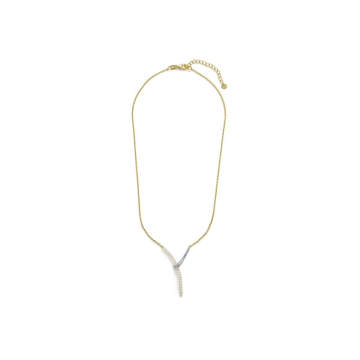 Colar de Prata de Lei 925 e Zircónia Brilhante com acabamento em ouro amarelo 18k - Kitsa
