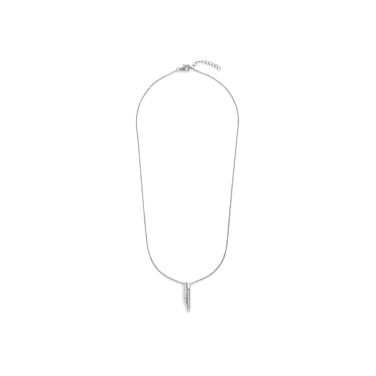 925 Sterling Silver Necklace with Brilliant Cubic Zirconia and Rhodium Finish - Uthera