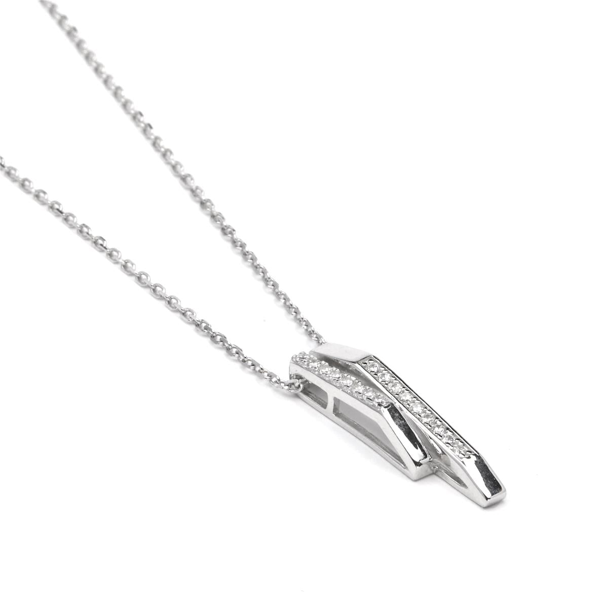 925 Sterling Silver Necklace with Brilliant Cubic Zirconia and Rhodium Finish - Uthera