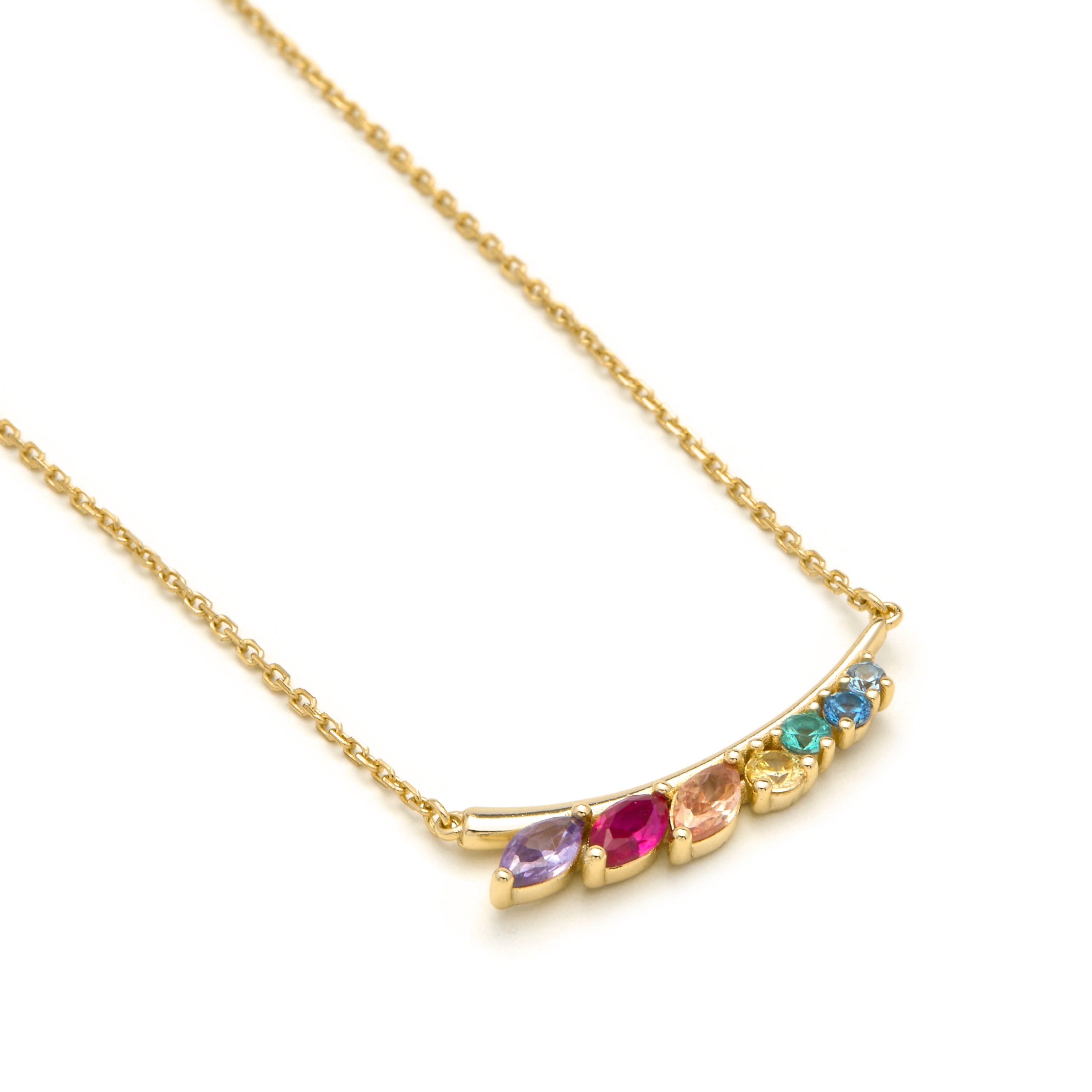 Collana in Argento Sterling 925 e Zirconia Multicolore con finitura in oro giallo 18k - Nikon
