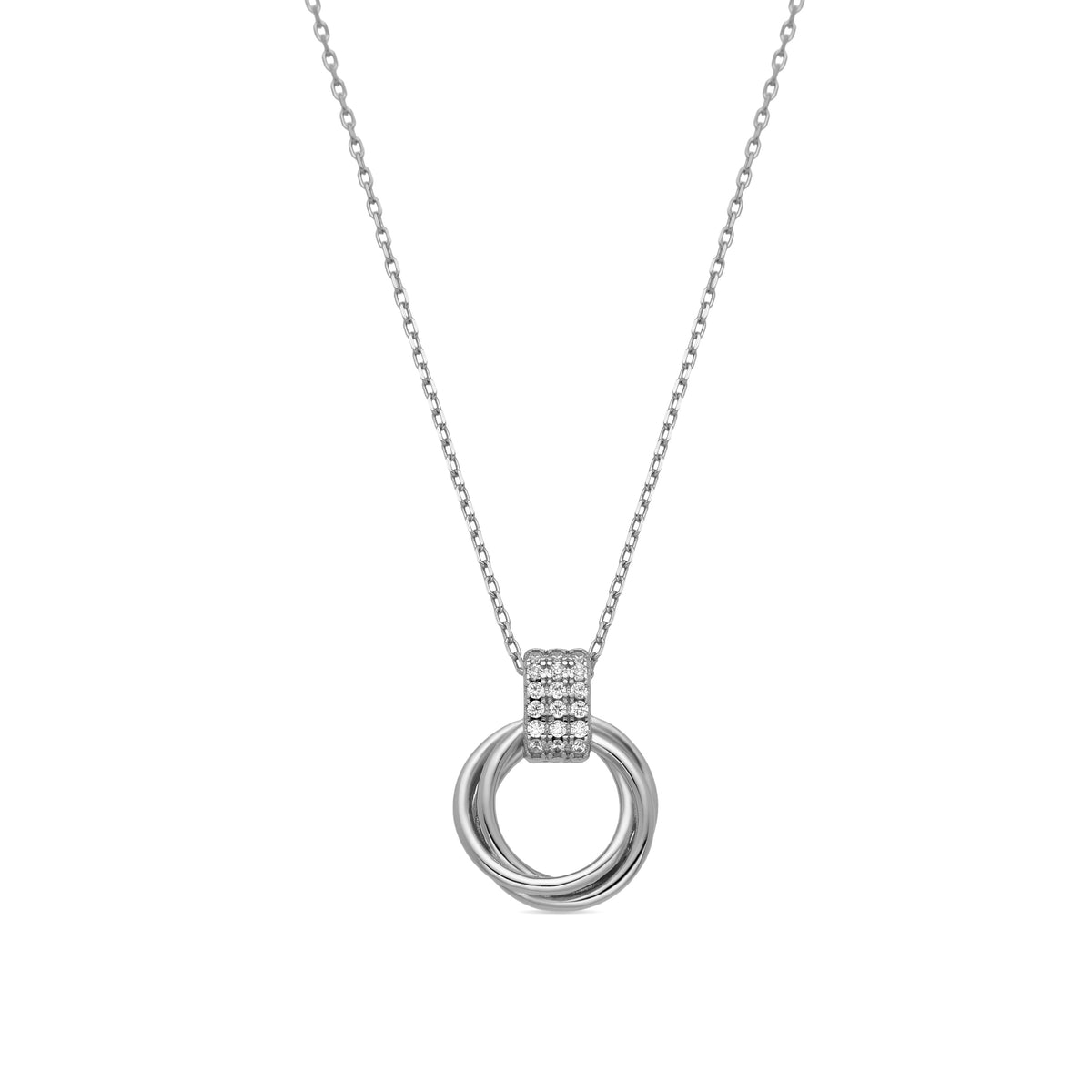 Collana in Argento Sterling 925 e Zirconia Cubica brillante con finitura in rodio - Ukyo