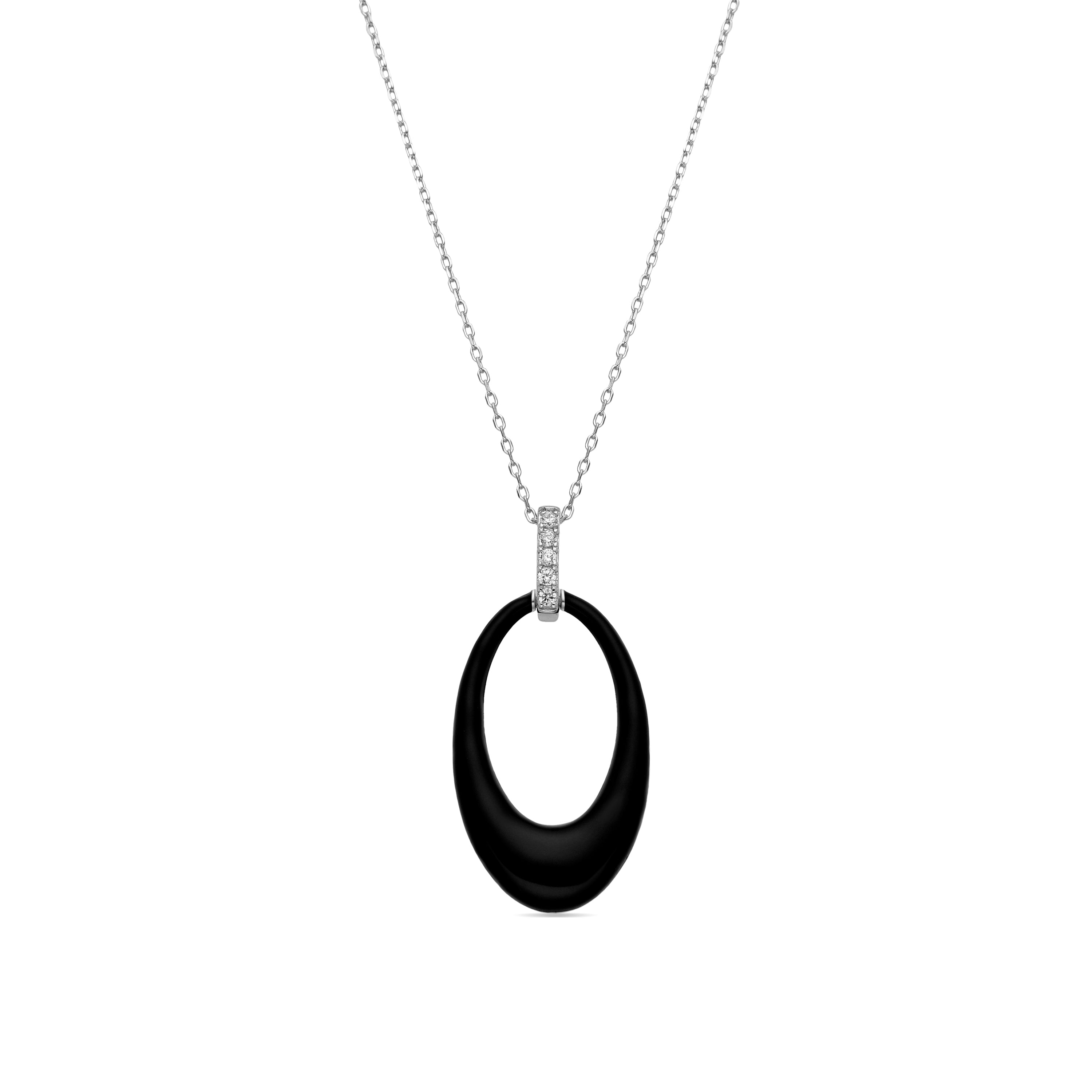 Collier en argent sterling 925 et laqué noir finition rhodiée - Onves