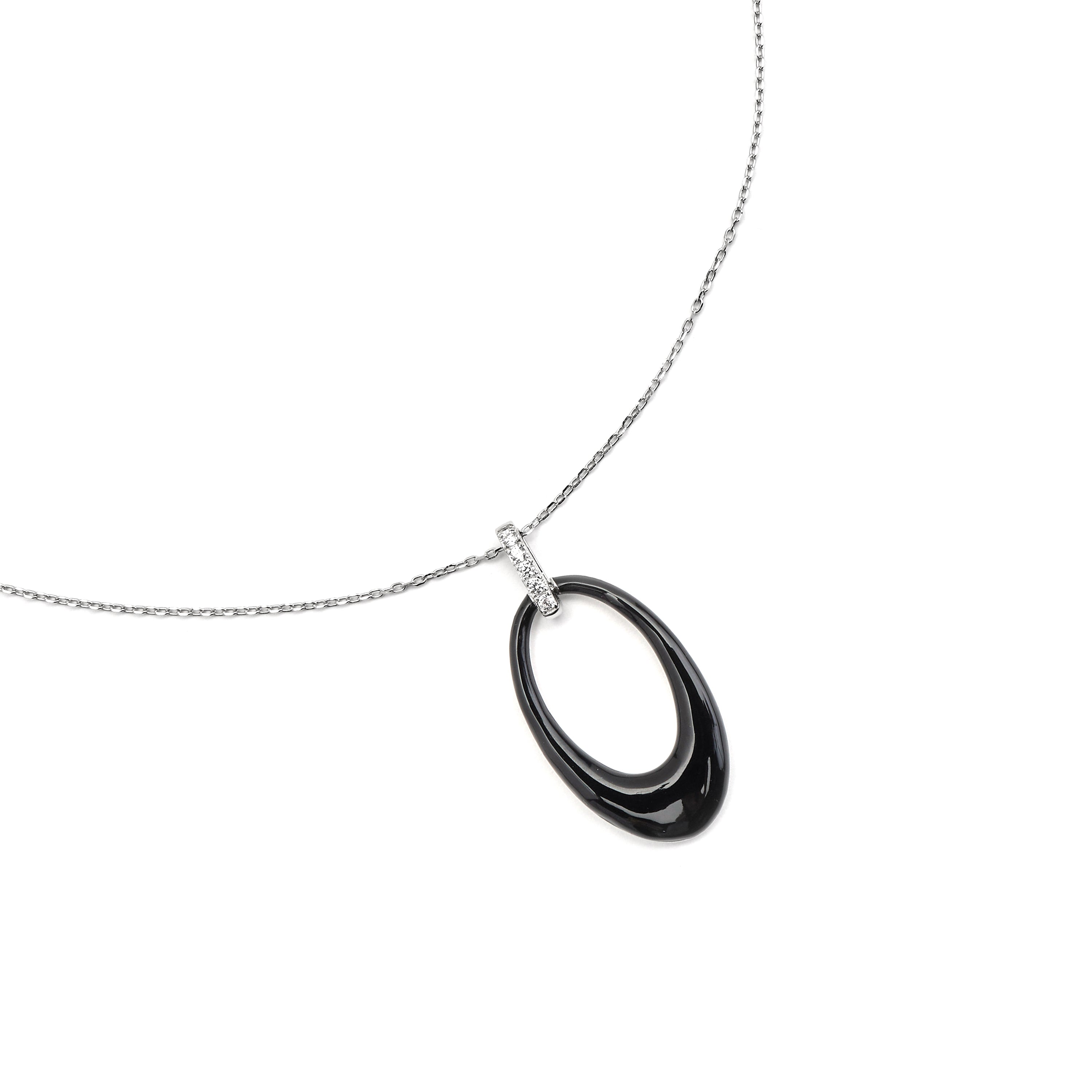 Collier en argent sterling 925 et laqué noir finition rhodiée - Onves