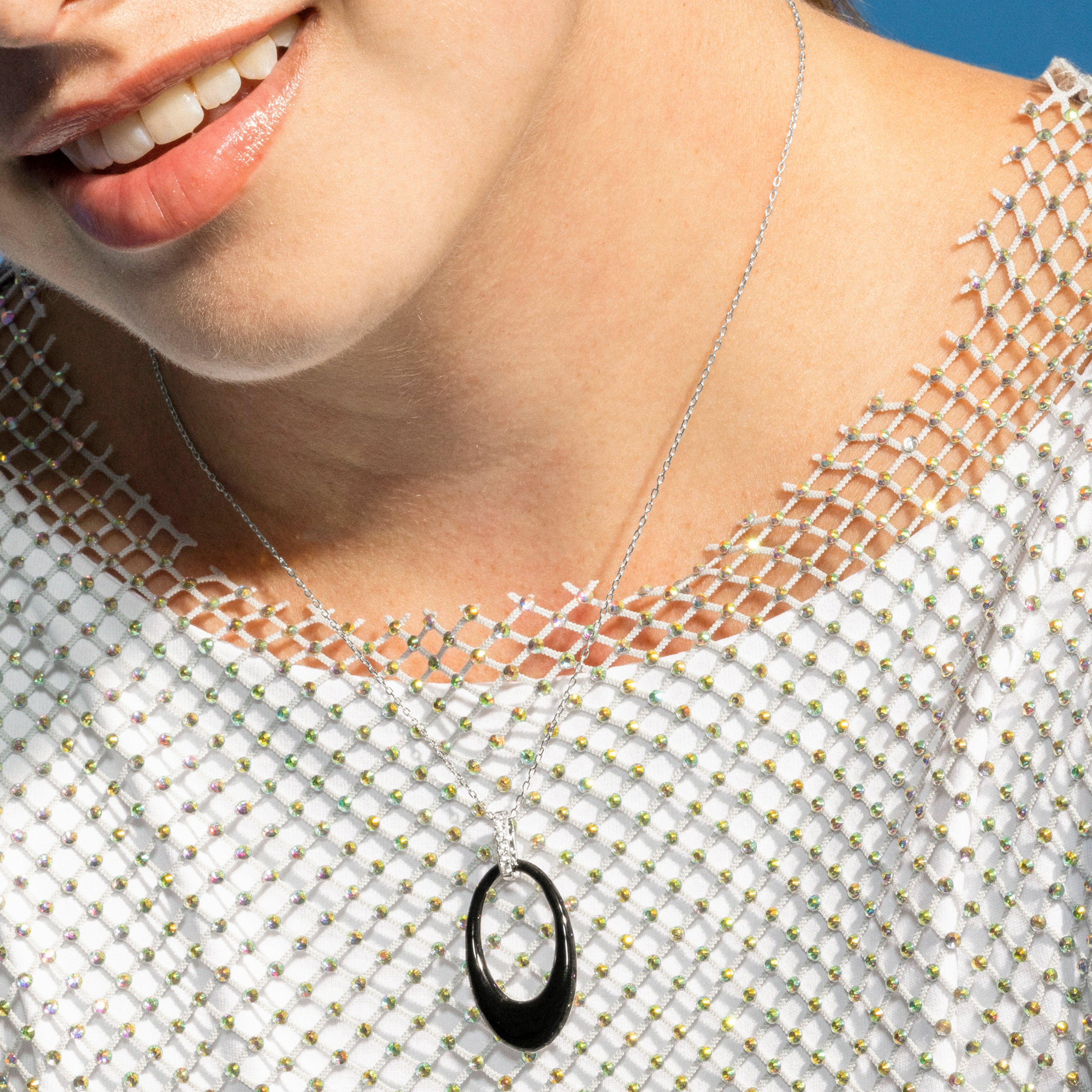 Collier en argent sterling 925 et laqué noir finition rhodiée - Onves