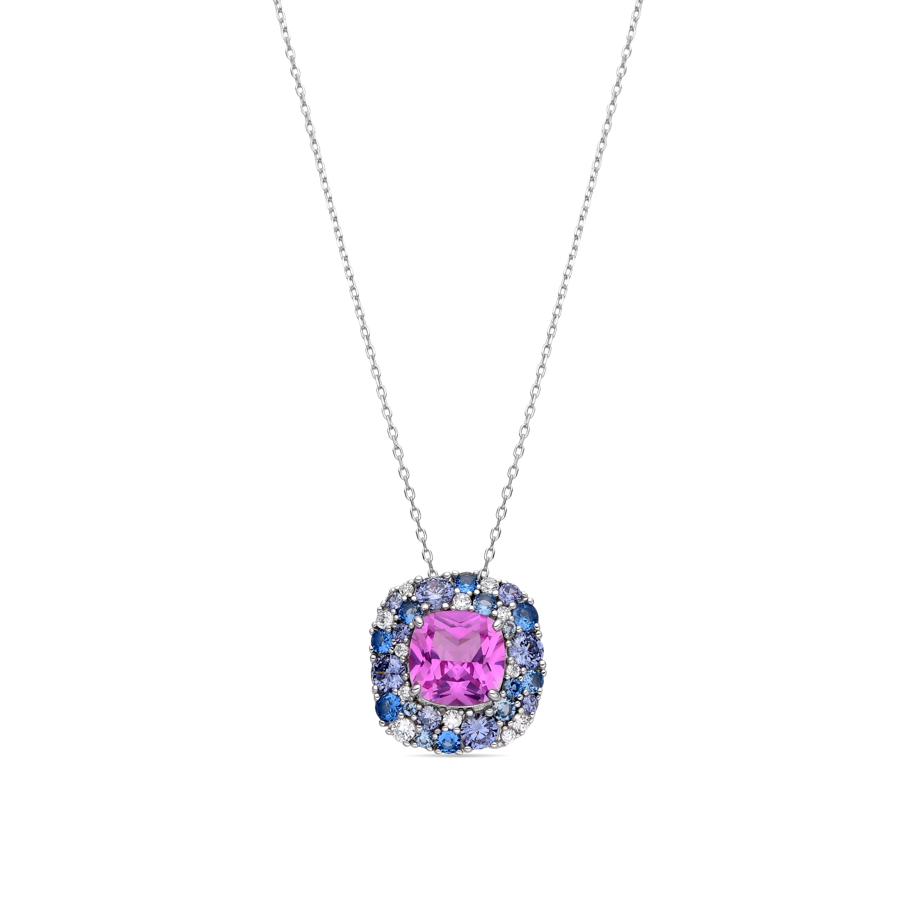 Colar de Prata de Lei 925 e Zircónia Multicolor com acabamento em ródio - Uxre