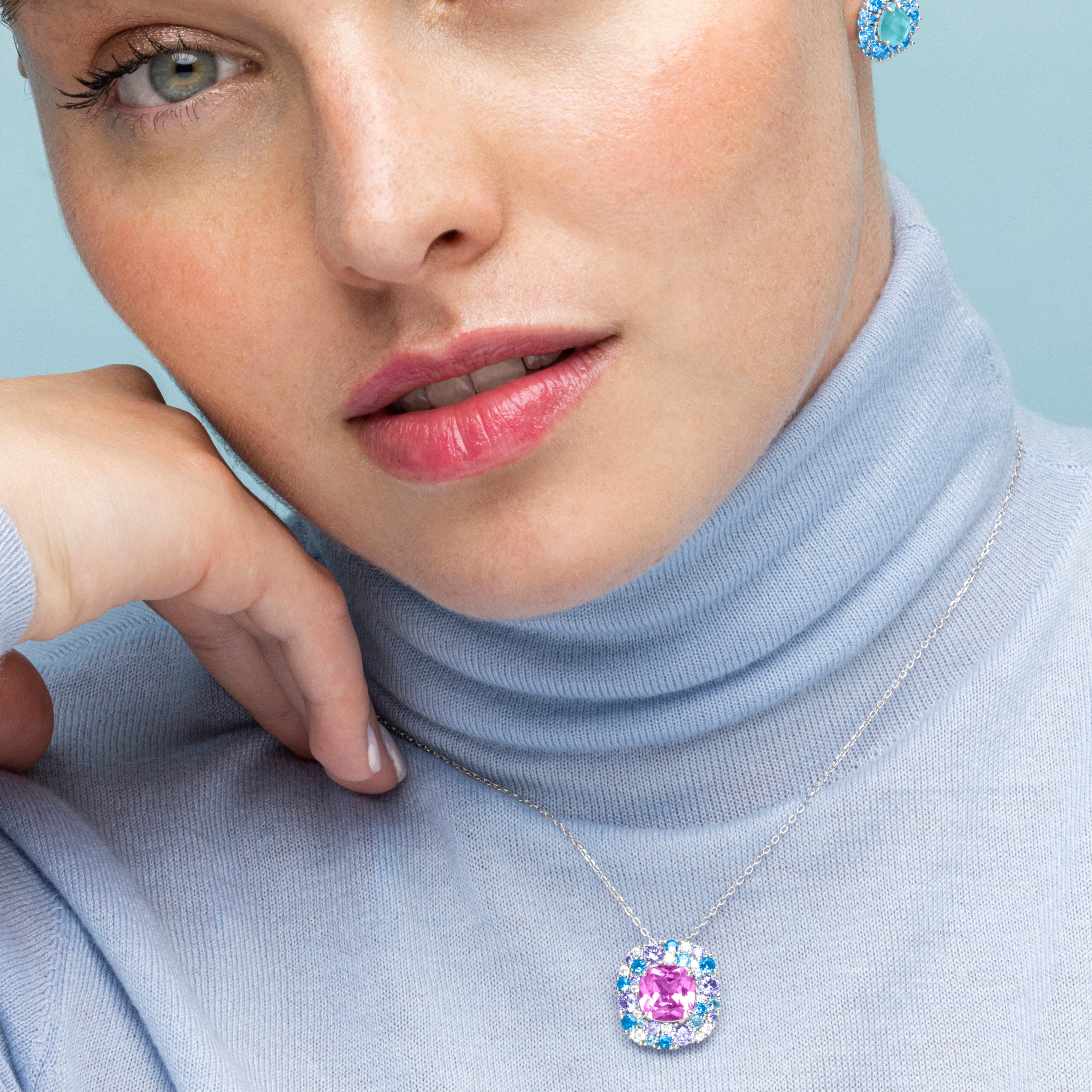 Colar de Prata de Lei 925 e Zircónia Multicolor com acabamento em ródio - Uxre