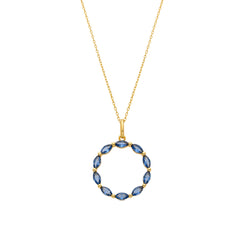 Collar de Plata de Ley 925 y Circonita Aguamarina acabado oro 18k - Umli