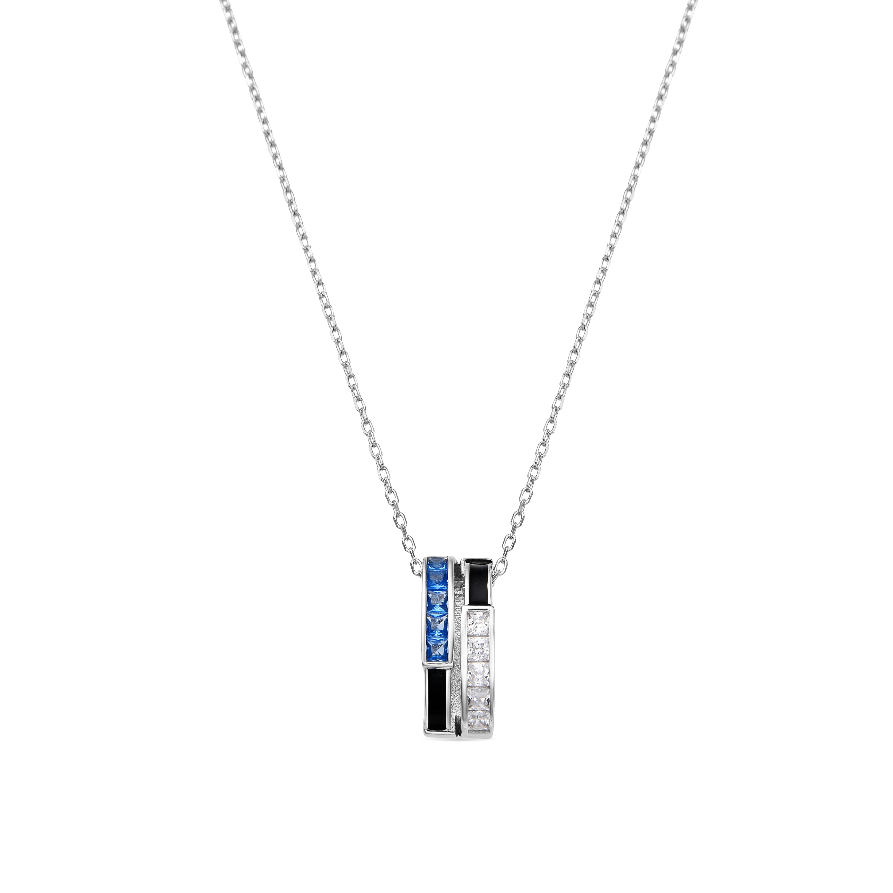 Collier en argent sterling 925 et zircon saphir finition rhodiée - Nikoa