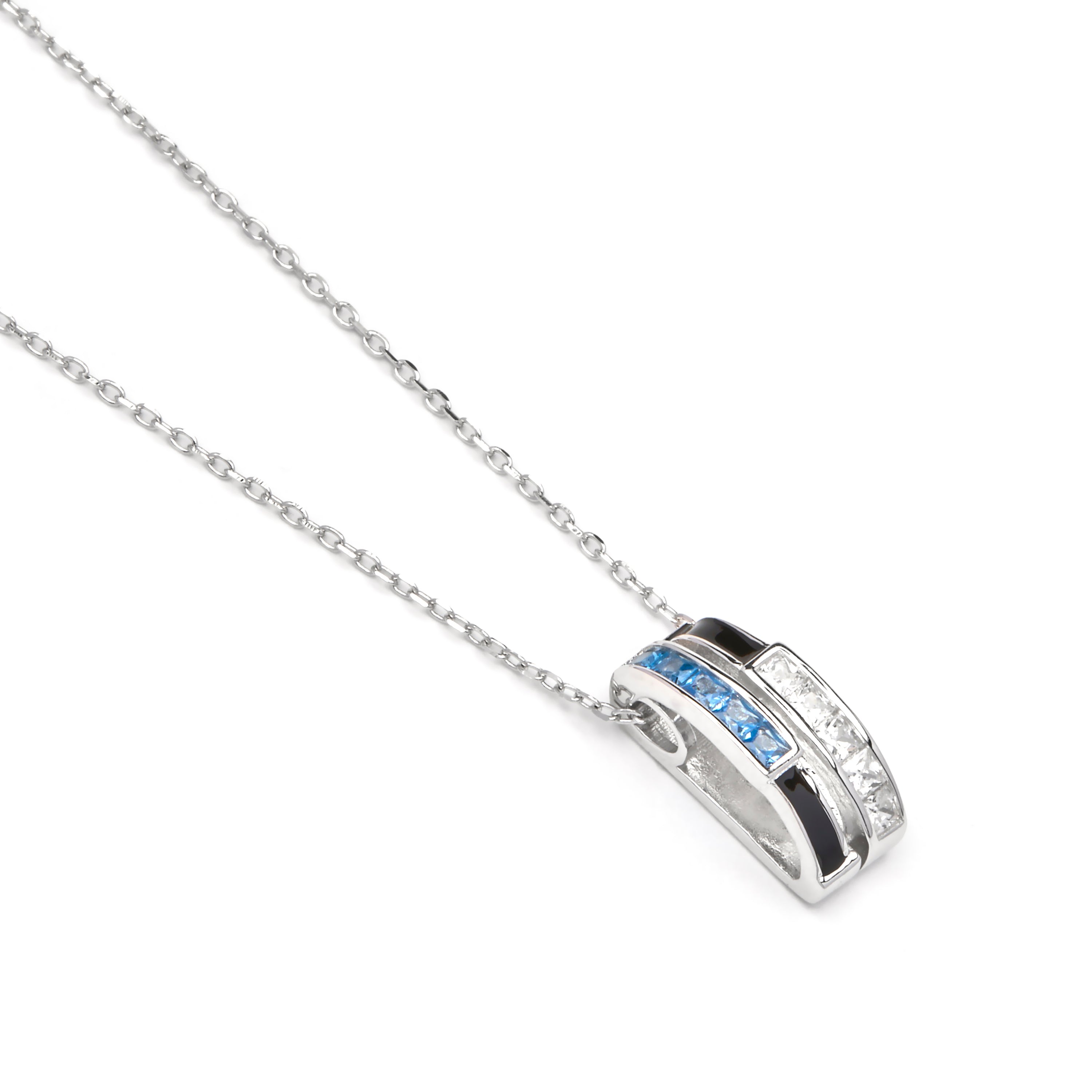 Collier en argent sterling 925 et zircon saphir finition rhodiée - Nikoa