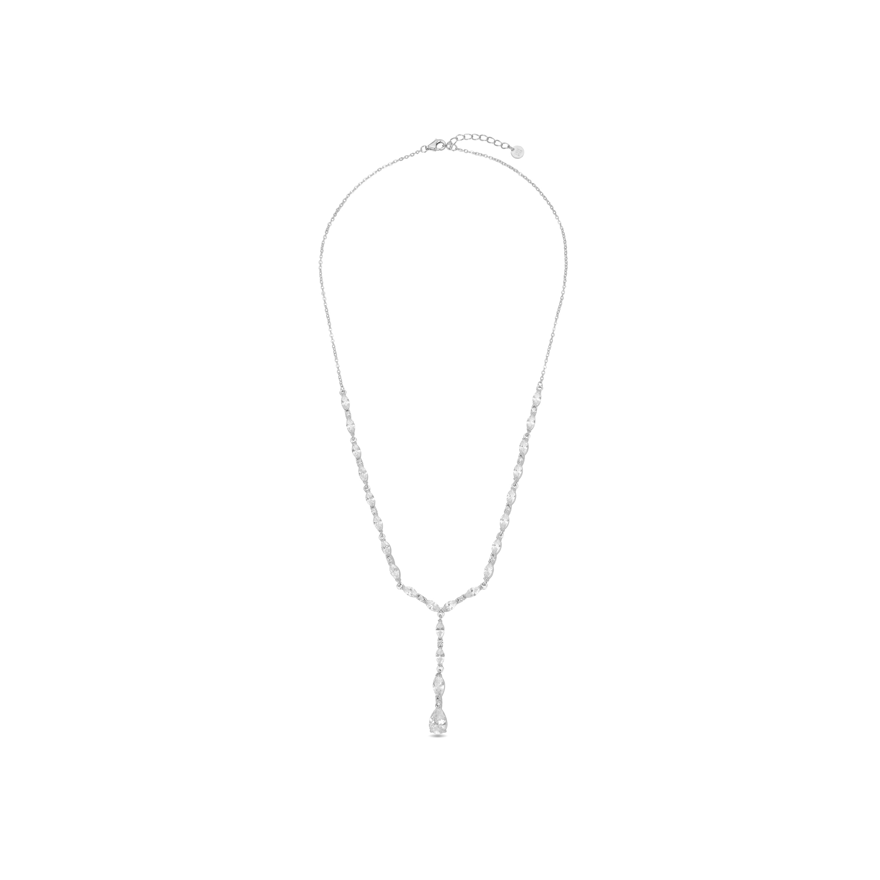 925er Sterlingsilber-Halskette mit glänzendem Zirkonia, rhodiniert - Jibki