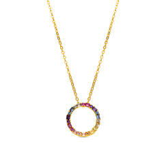 Collar de Plata de Ley 925 y Circonita Multicolor acabado oro 18k - Hrius