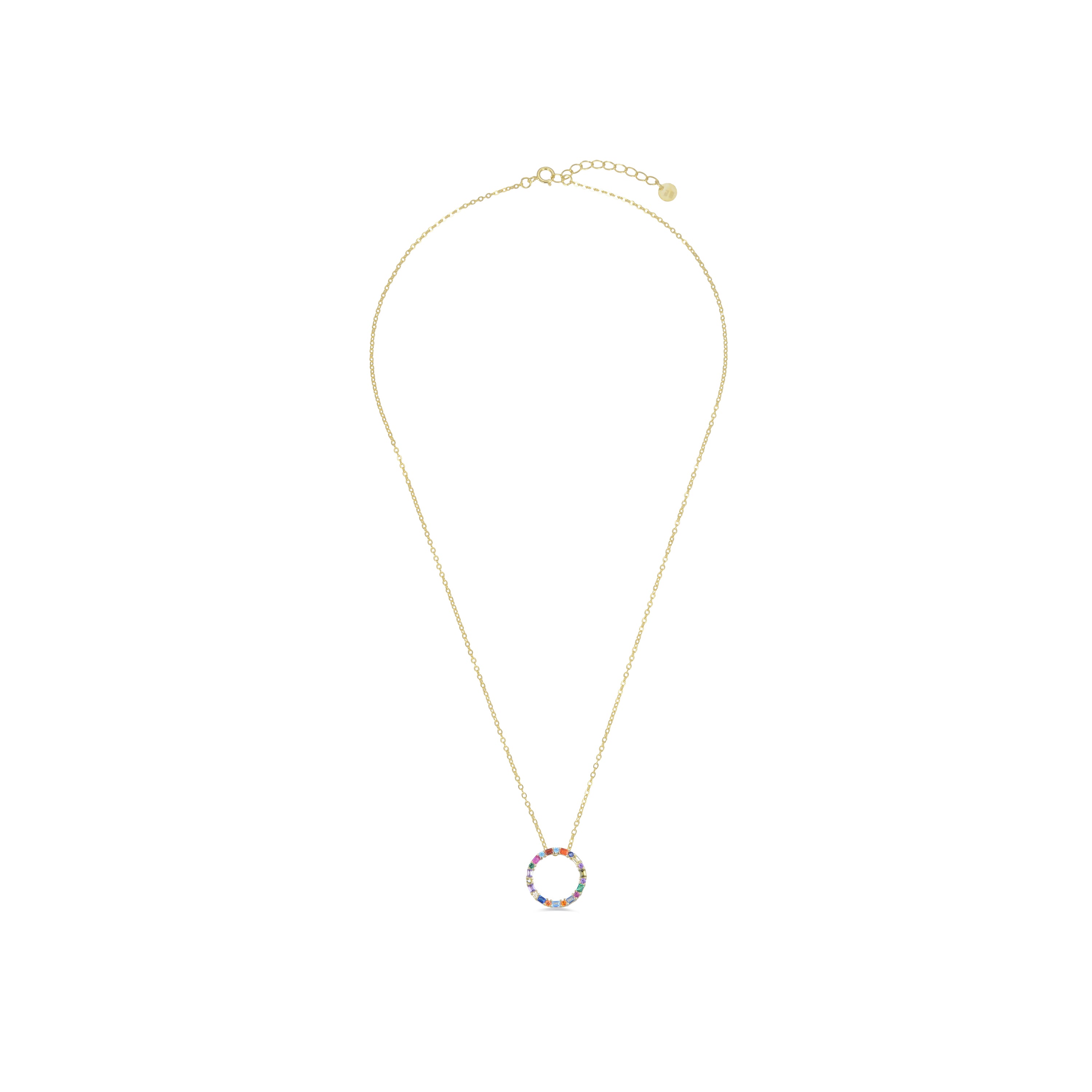 925 Sterling Silver Necklace with Multicolor Zirconia finished in 18K Yellow Gold - Hrius