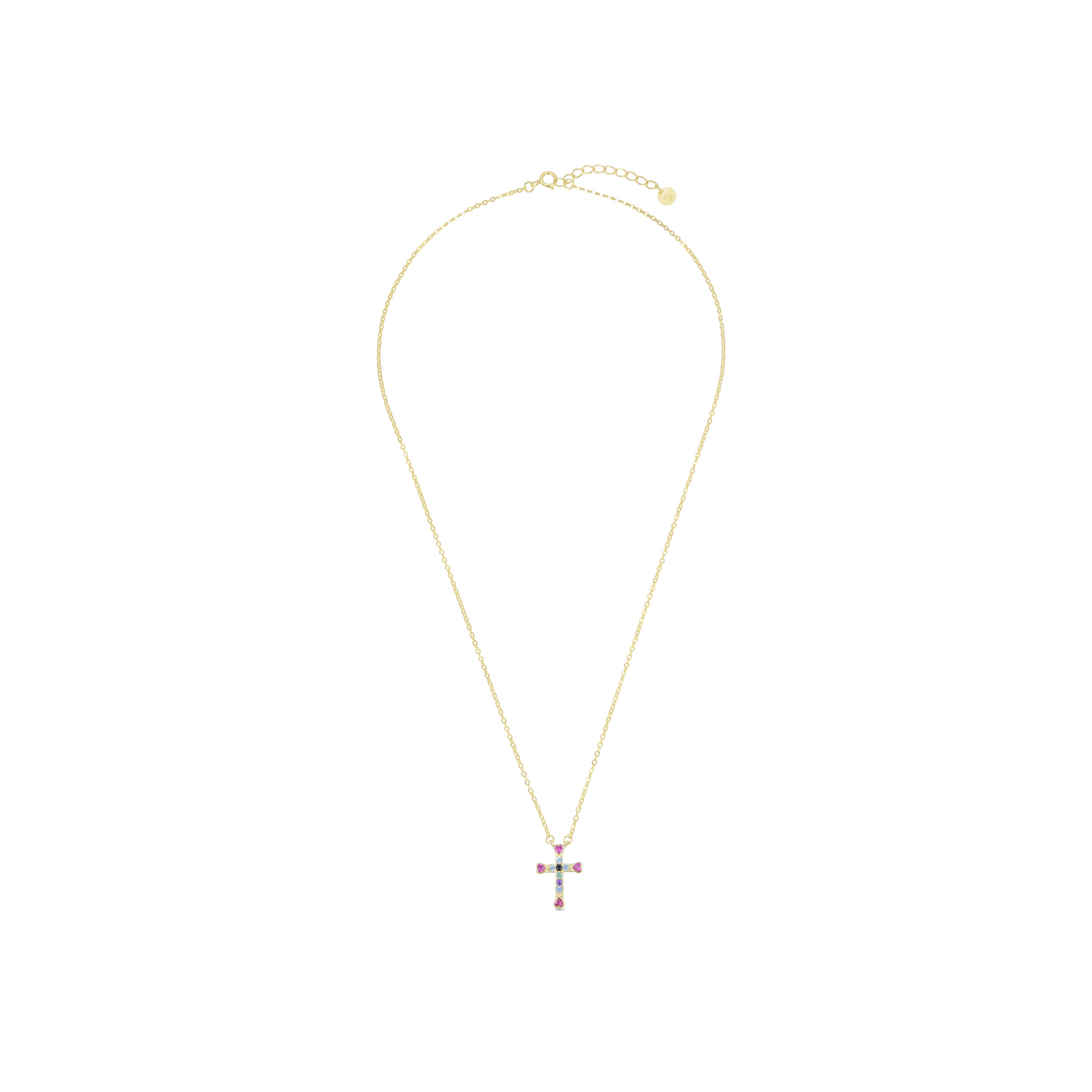 Collana in Argento Sterling 925 con Zirconia Multicolore finitura in oro giallo 18K - Syke