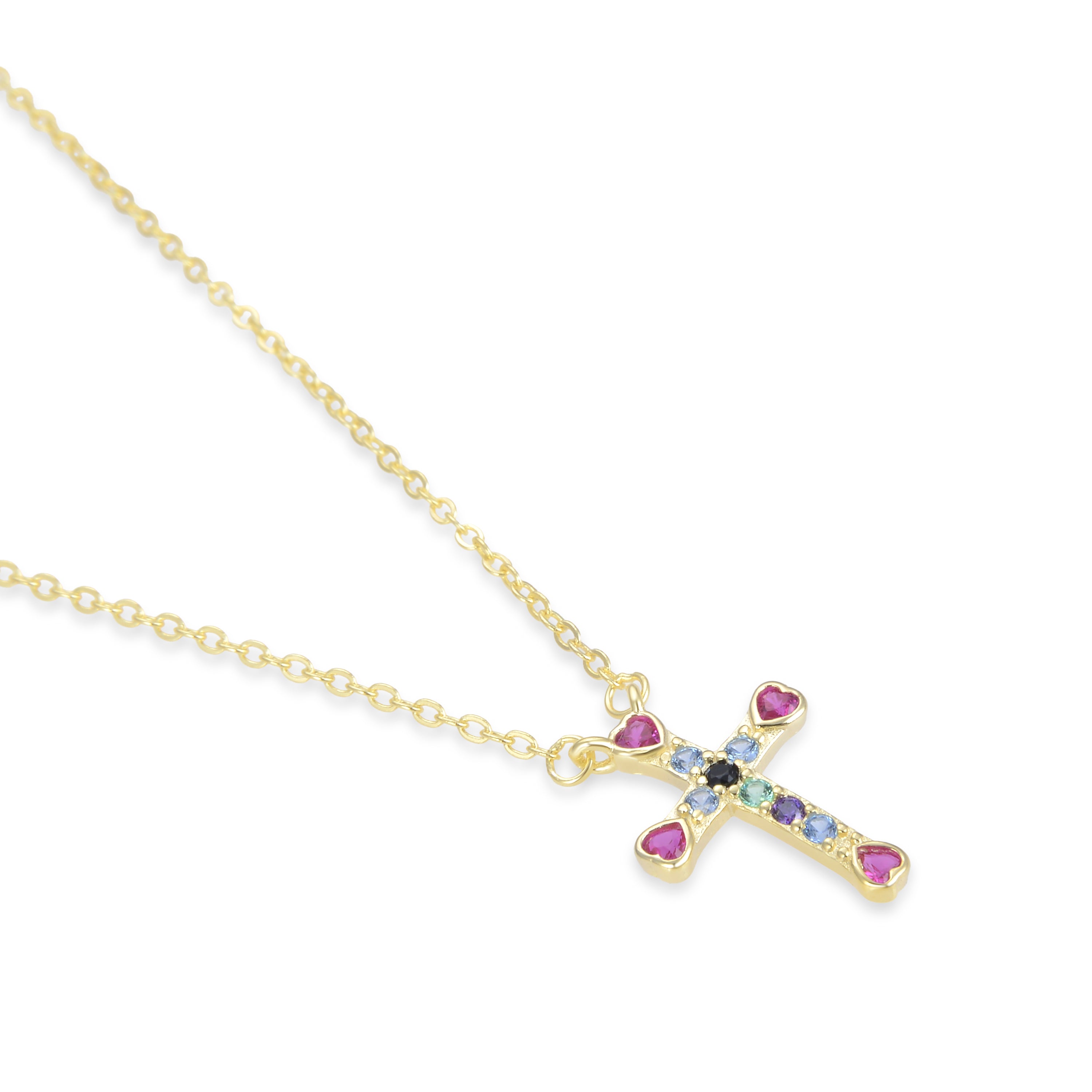 Collana in Argento Sterling 925 con Zirconia Multicolore finitura in oro giallo 18K - Syke