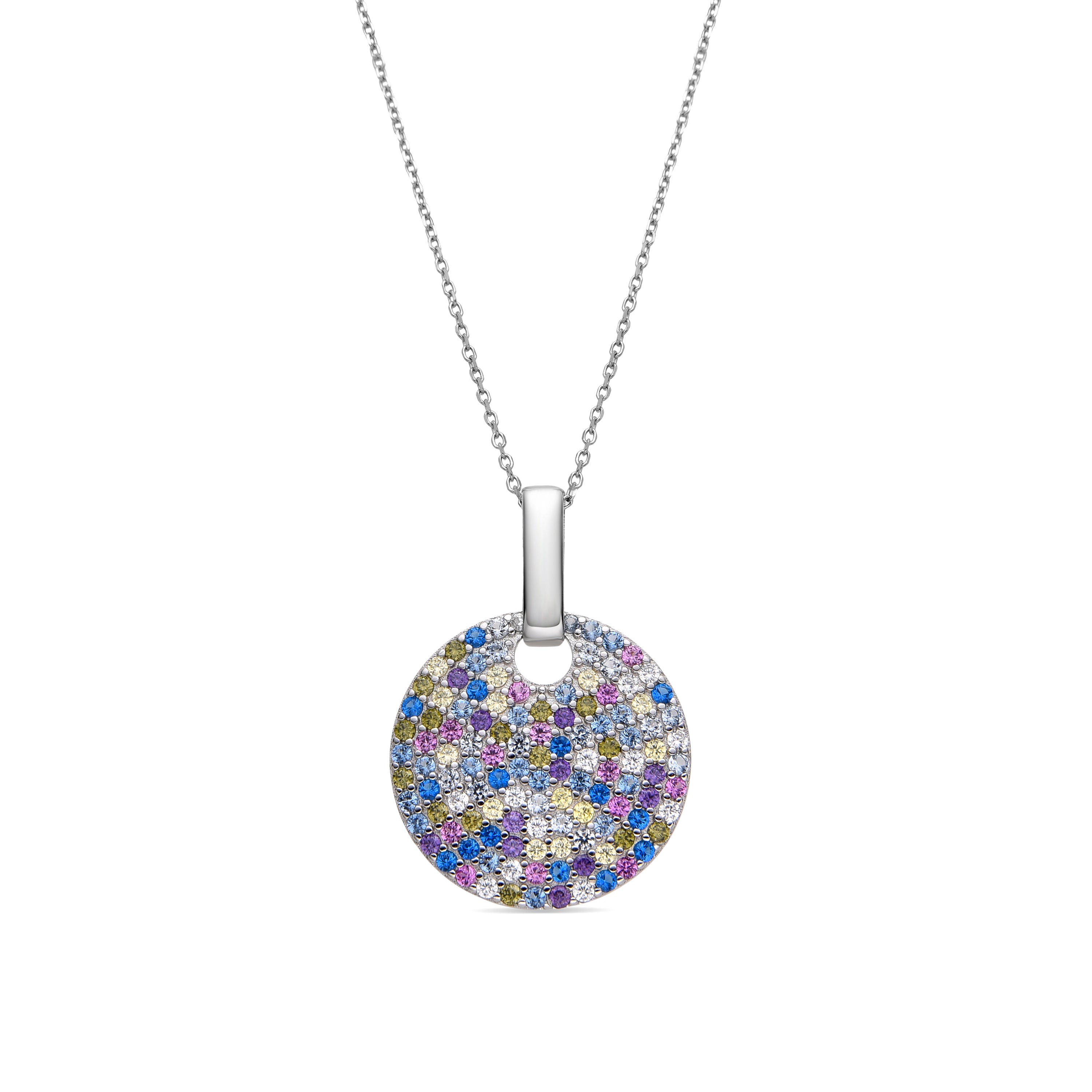 Colar de Prata de Lei 925 e Zircónia Multicolor com acabamento em ródio - Eladan
