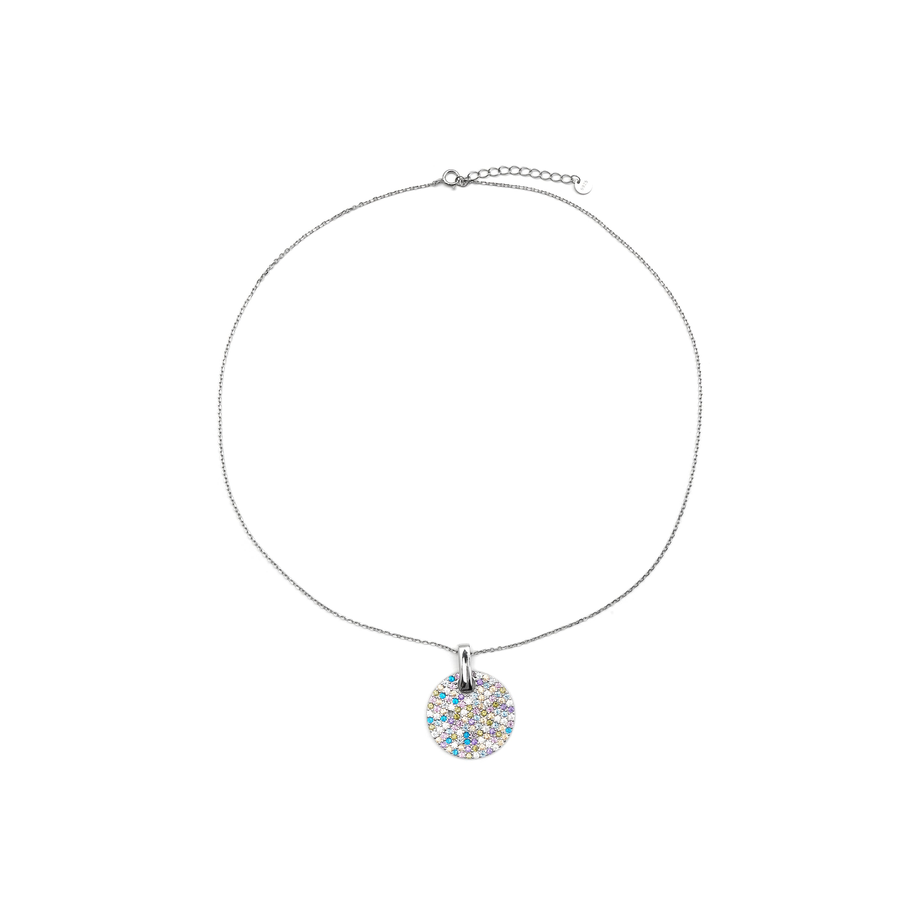 Colar de Prata de Lei 925 e Zircónia Multicolor com acabamento em ródio - Eladan