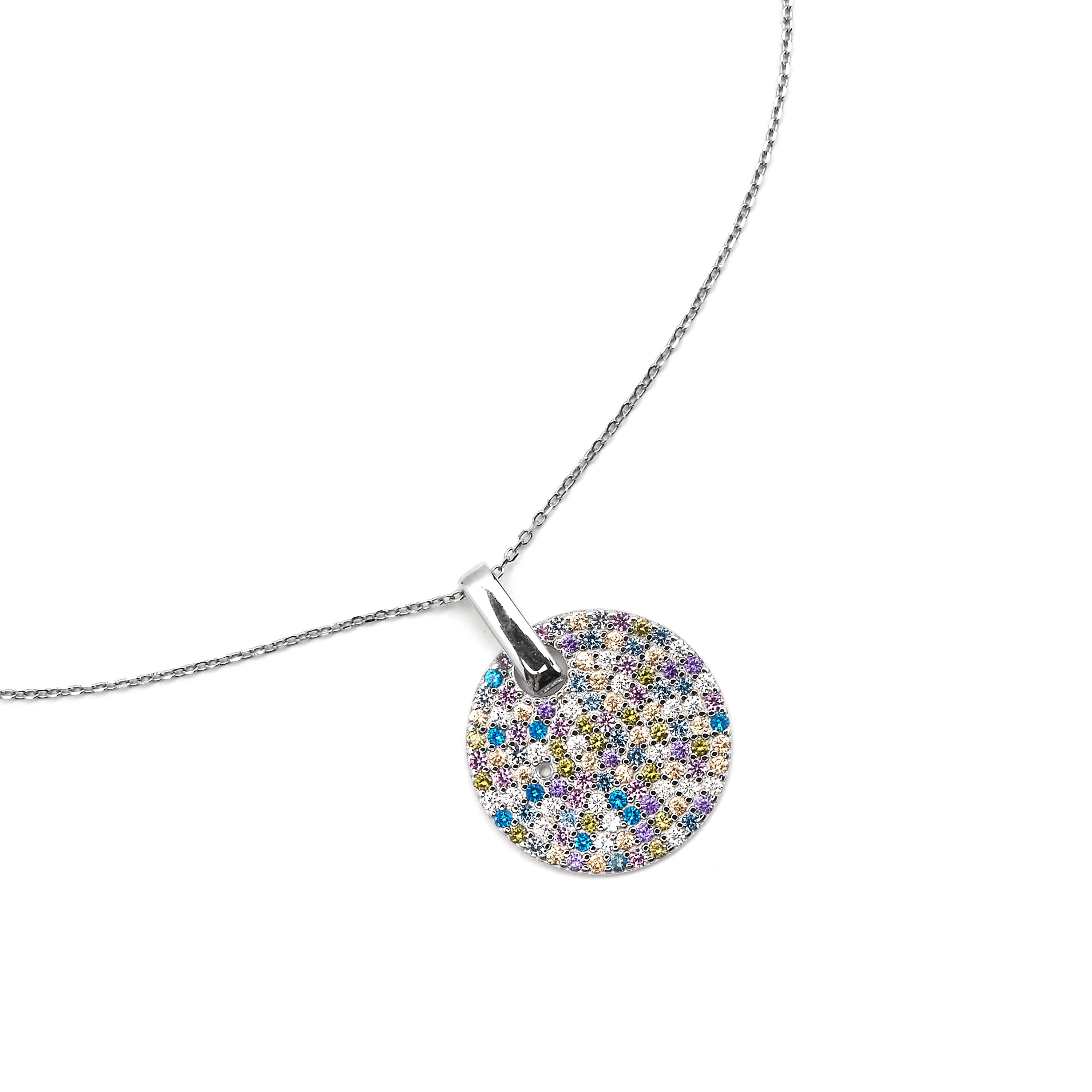 Colar de Prata de Lei 925 e Zircónia Multicolor com acabamento em ródio - Eladan