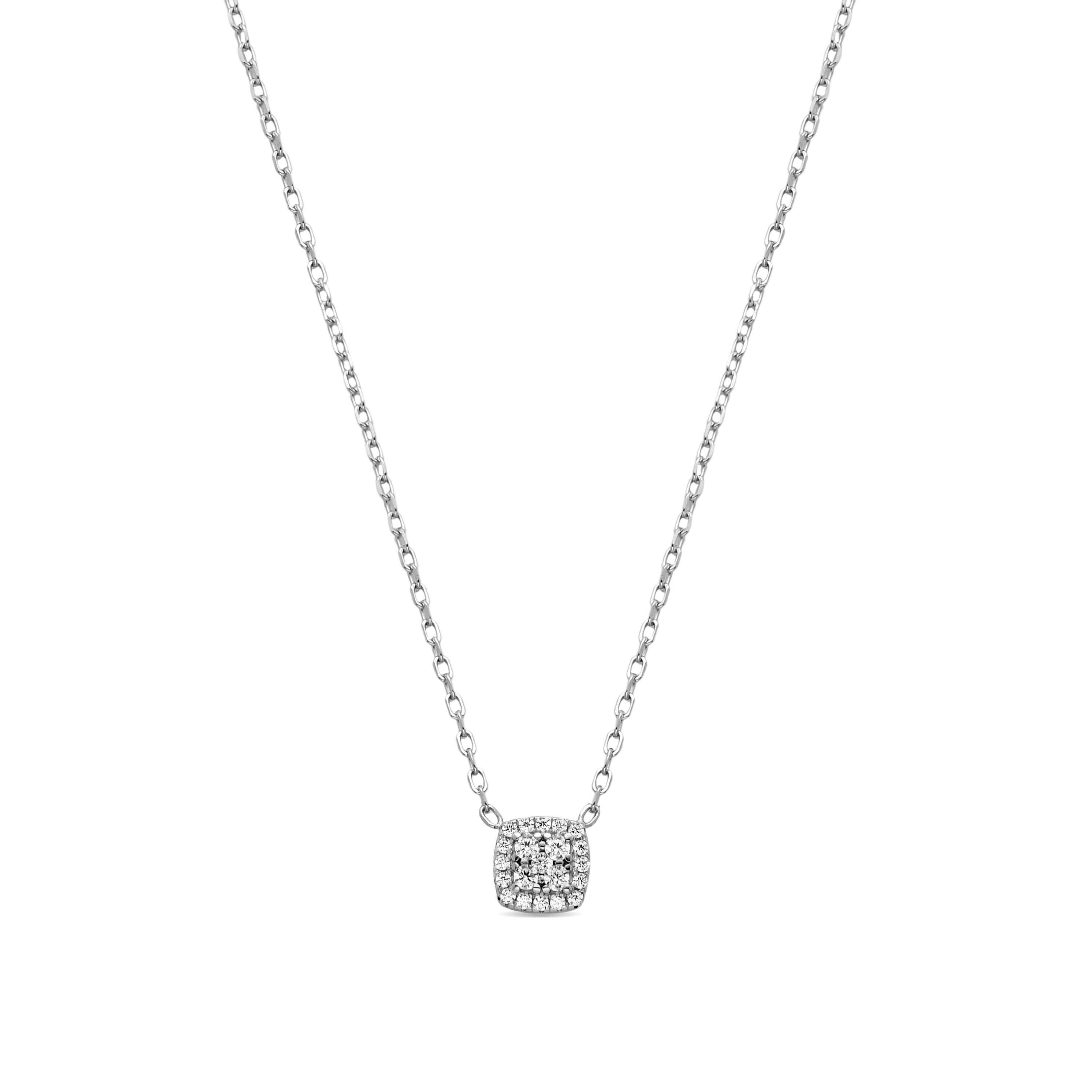 Collana in Argento Sterling 925 con Zirconia Brillante finitura in rodio - Amanba