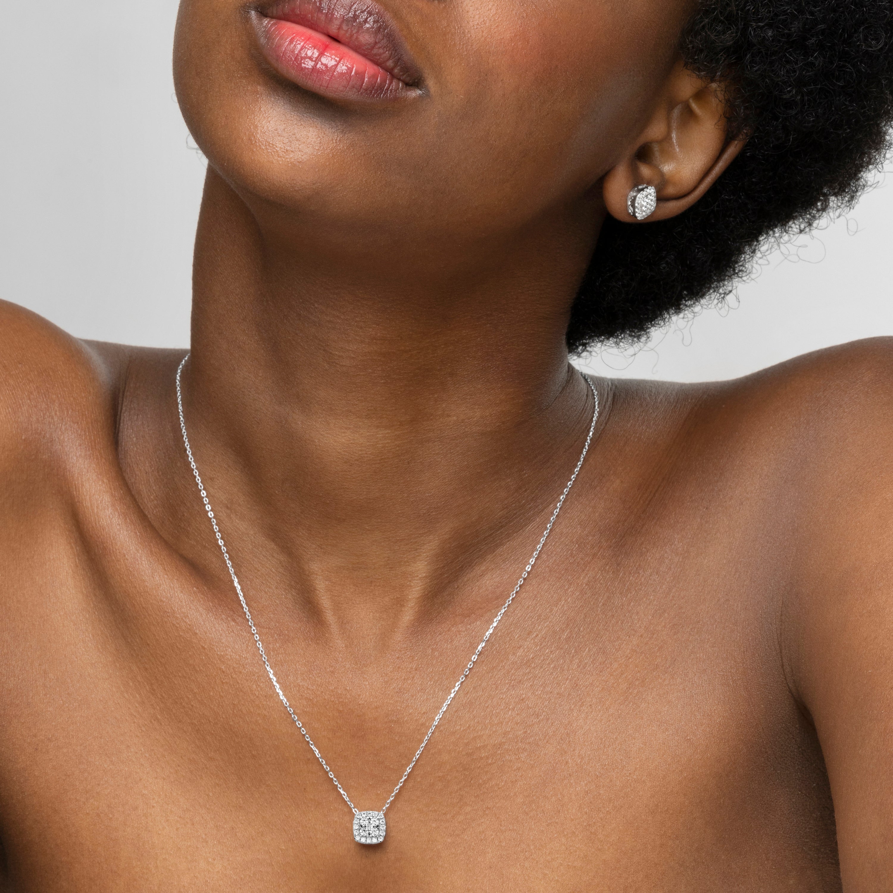 Collana in Argento Sterling 925 con Zirconia Brillante finitura in rodio - Amanba