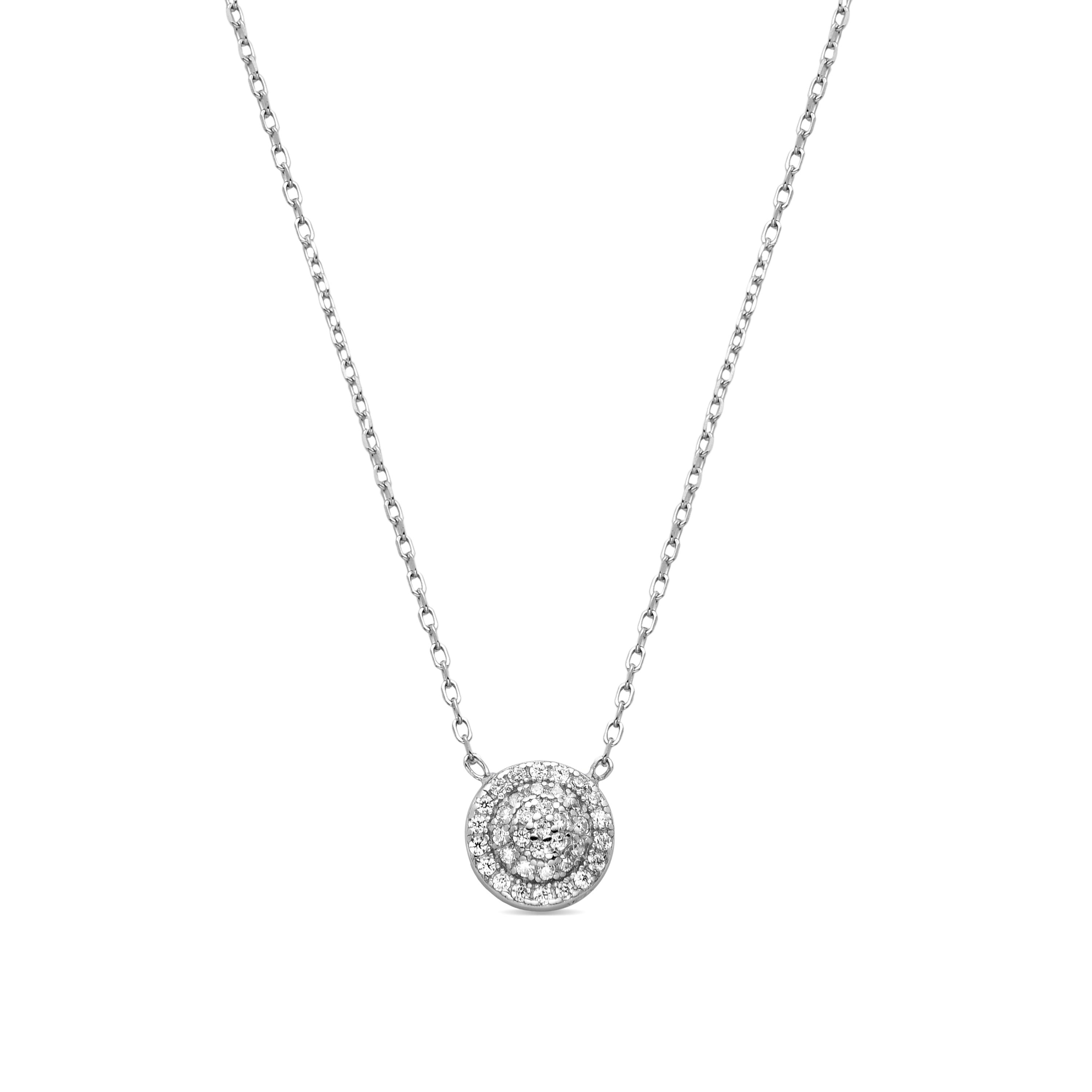 Collier en argent sterling 925 avec zircon brillant finition rhodiée - Adhel