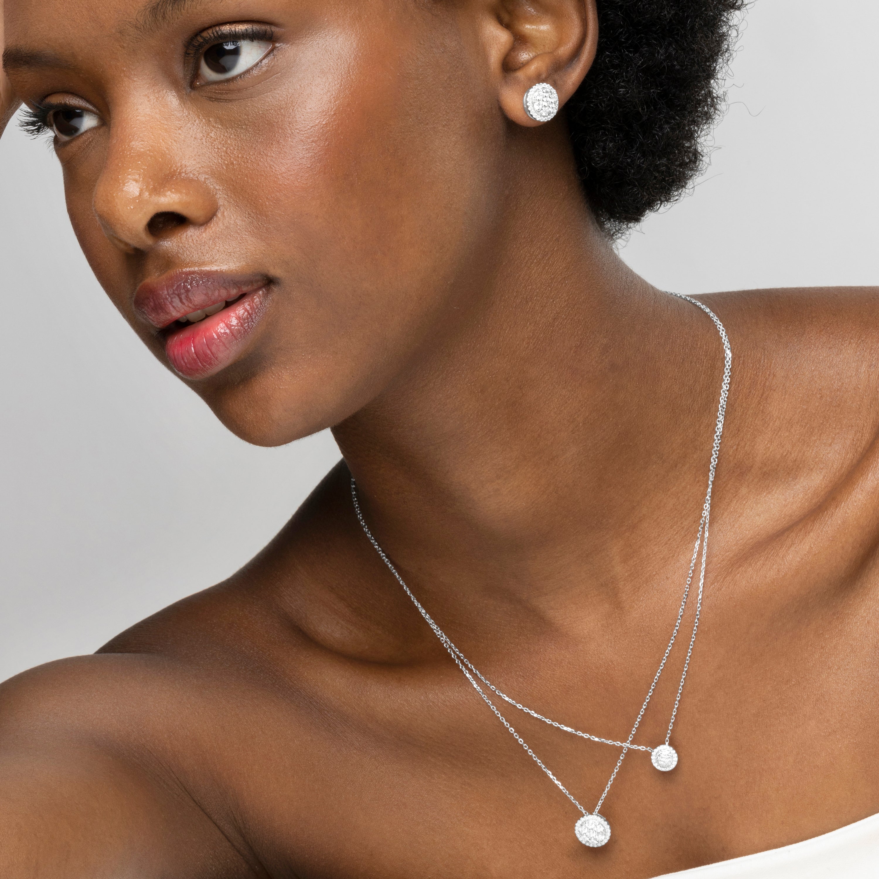 Collier en argent sterling 925 avec zircon brillant finition rhodiée - Adhel