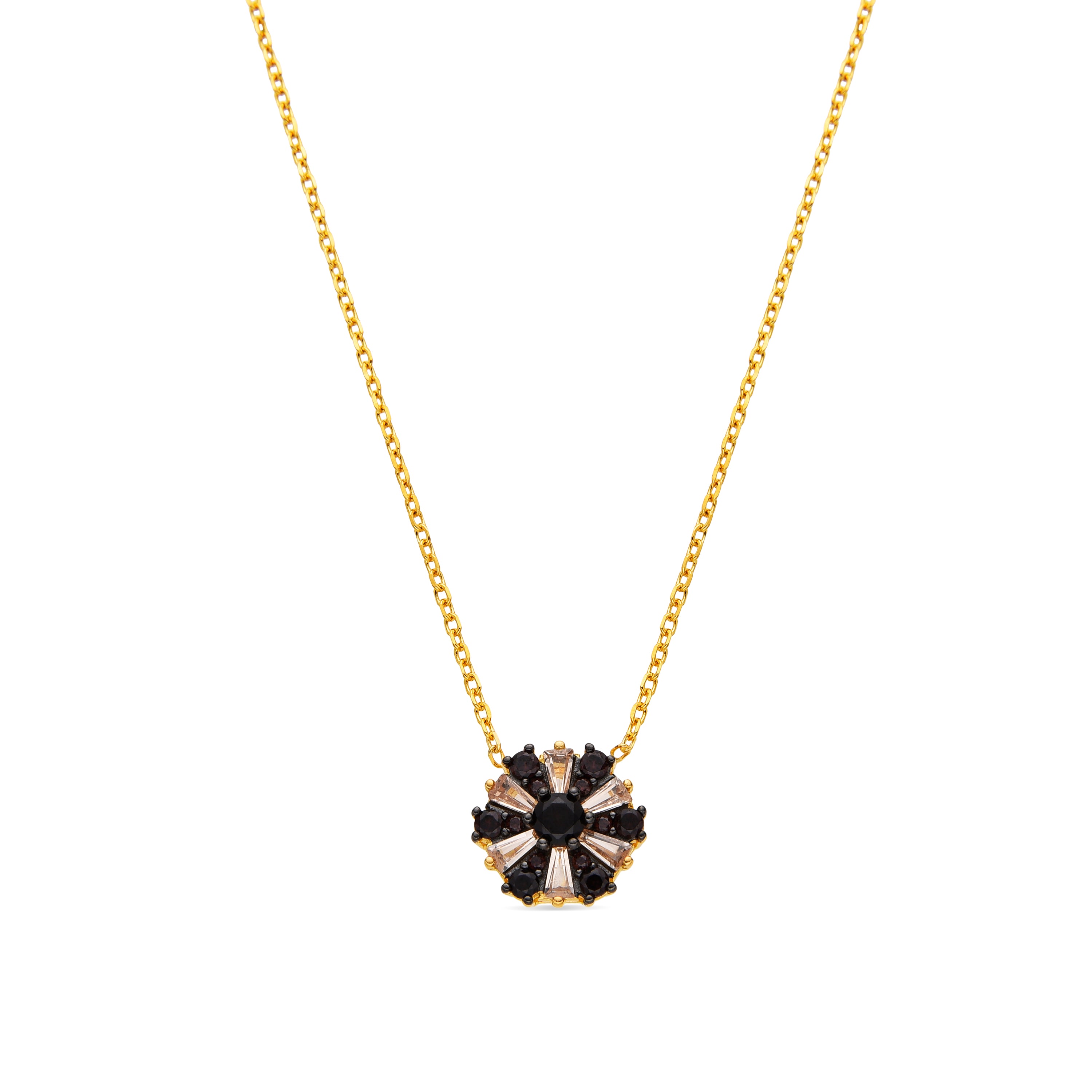925 Sterling Silver Necklace with Brown Cubic Zirconia finished in 18k Gold - Lorush
