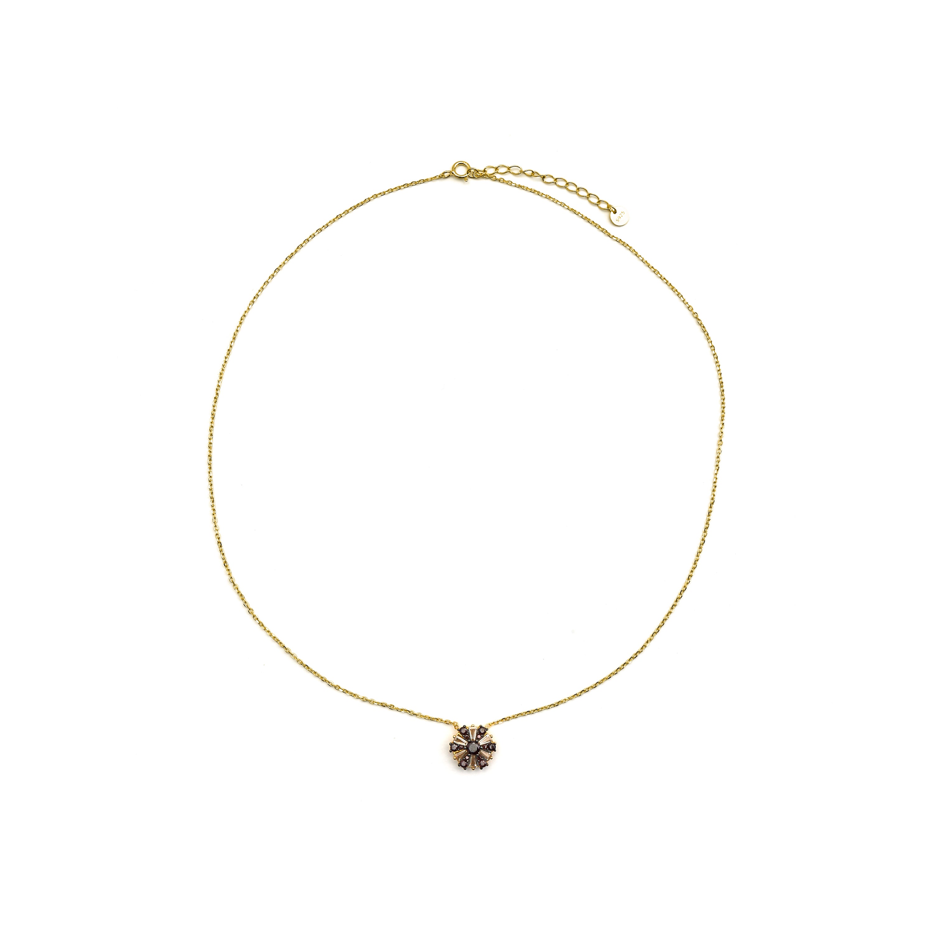 925 Sterling Silver Necklace with Brown Cubic Zirconia finished in 18k Gold - Lorush