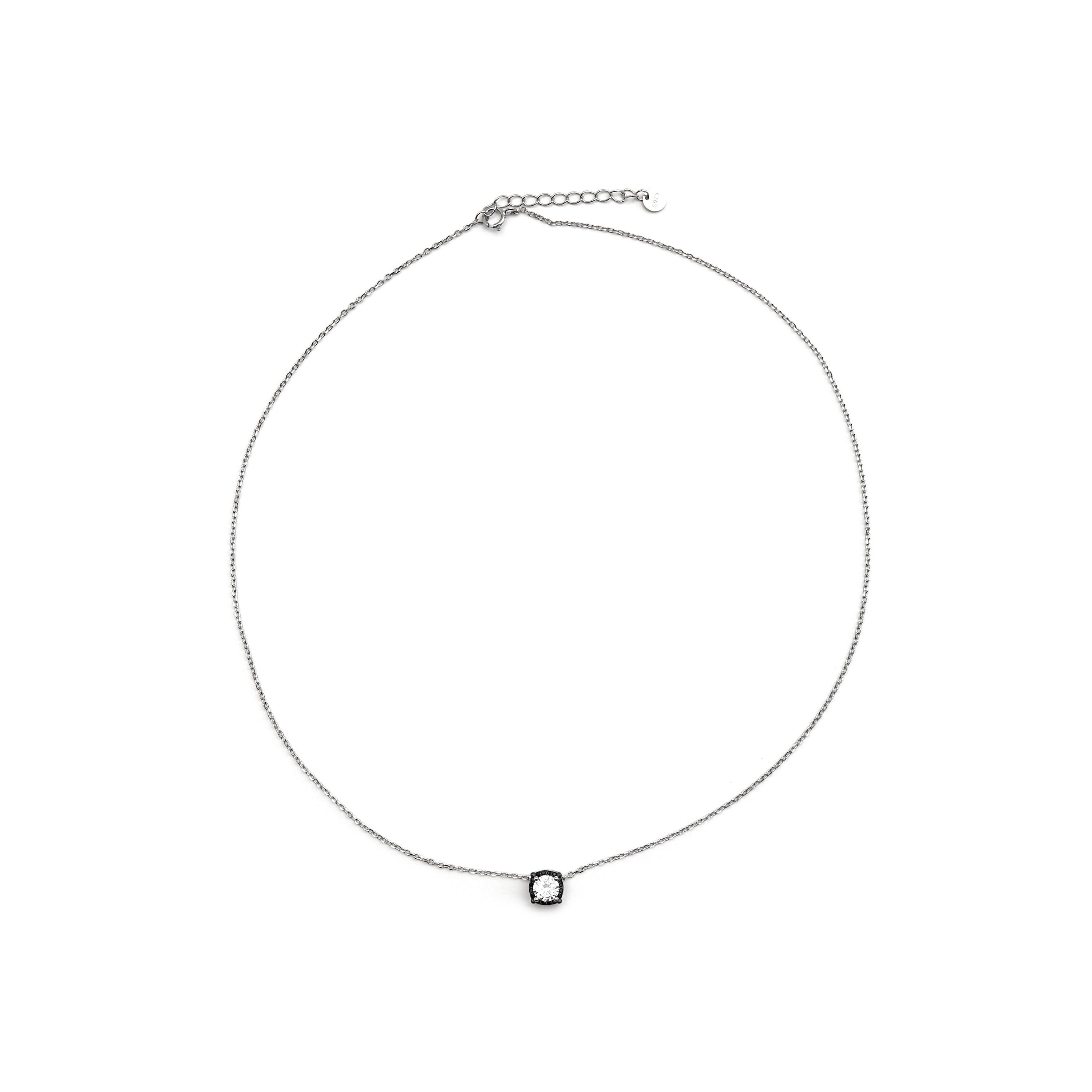 925er Sterlingsilber-Halskette mit Onyx-Zirkonia, rhodiniert - Lehak