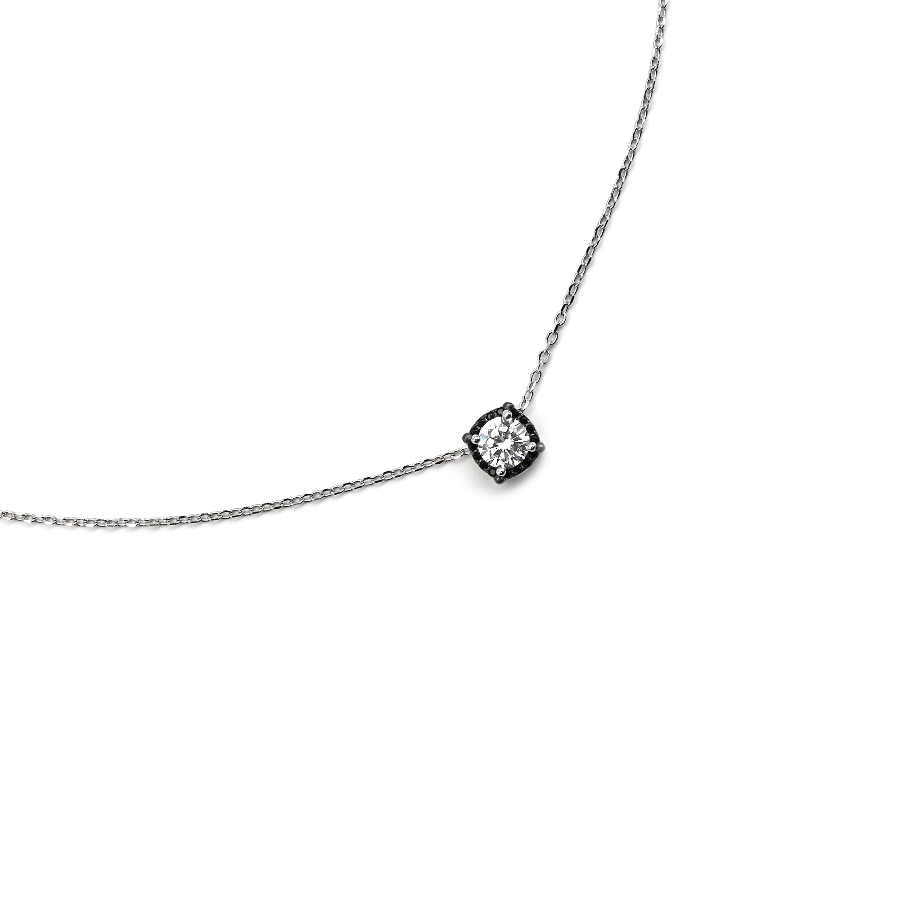 925er Sterlingsilber-Halskette mit Onyx-Zirkonia, rhodiniert - Lehak