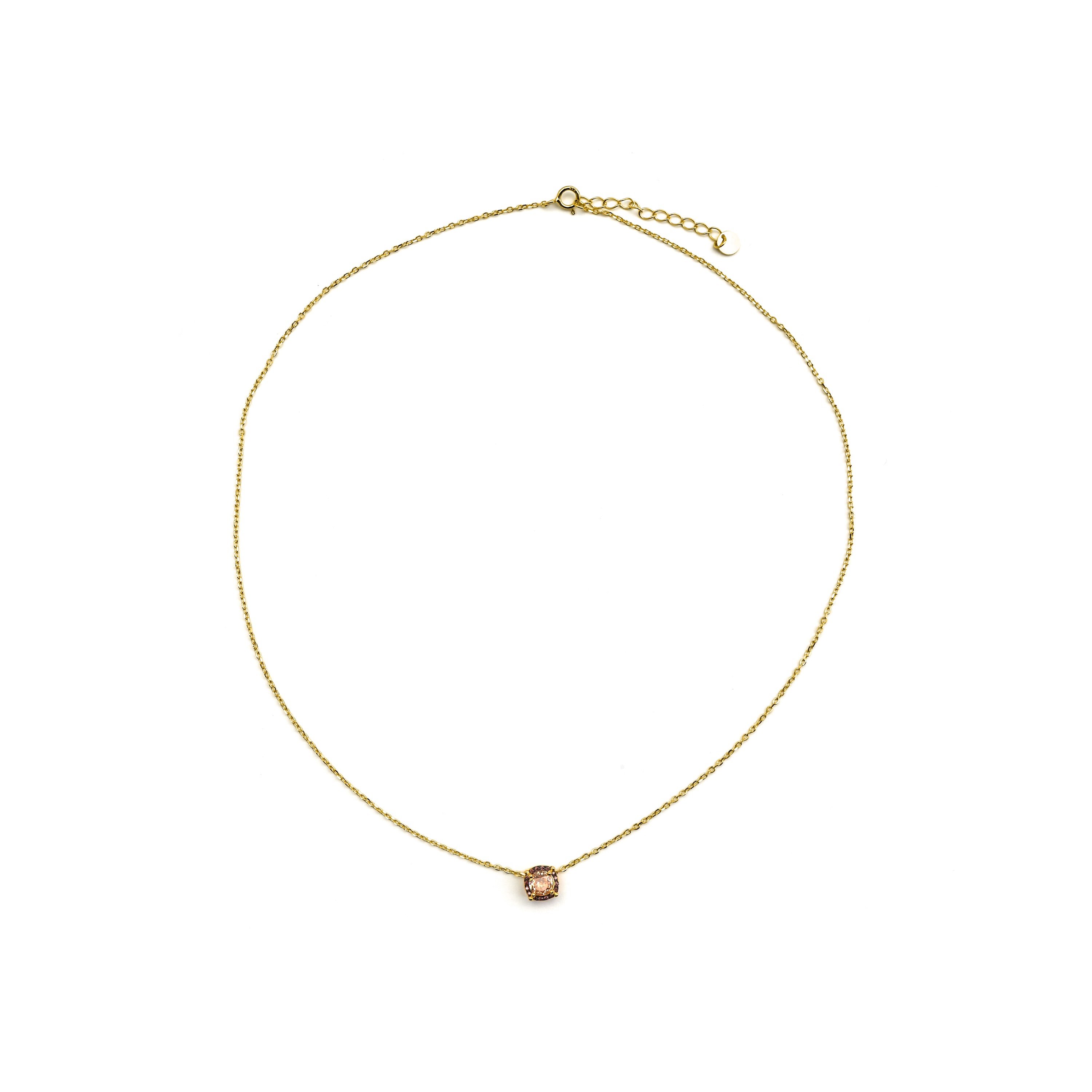Collar de Plata de Ley 925 y Circonita Marrón acabado oro 18k - Lehak
